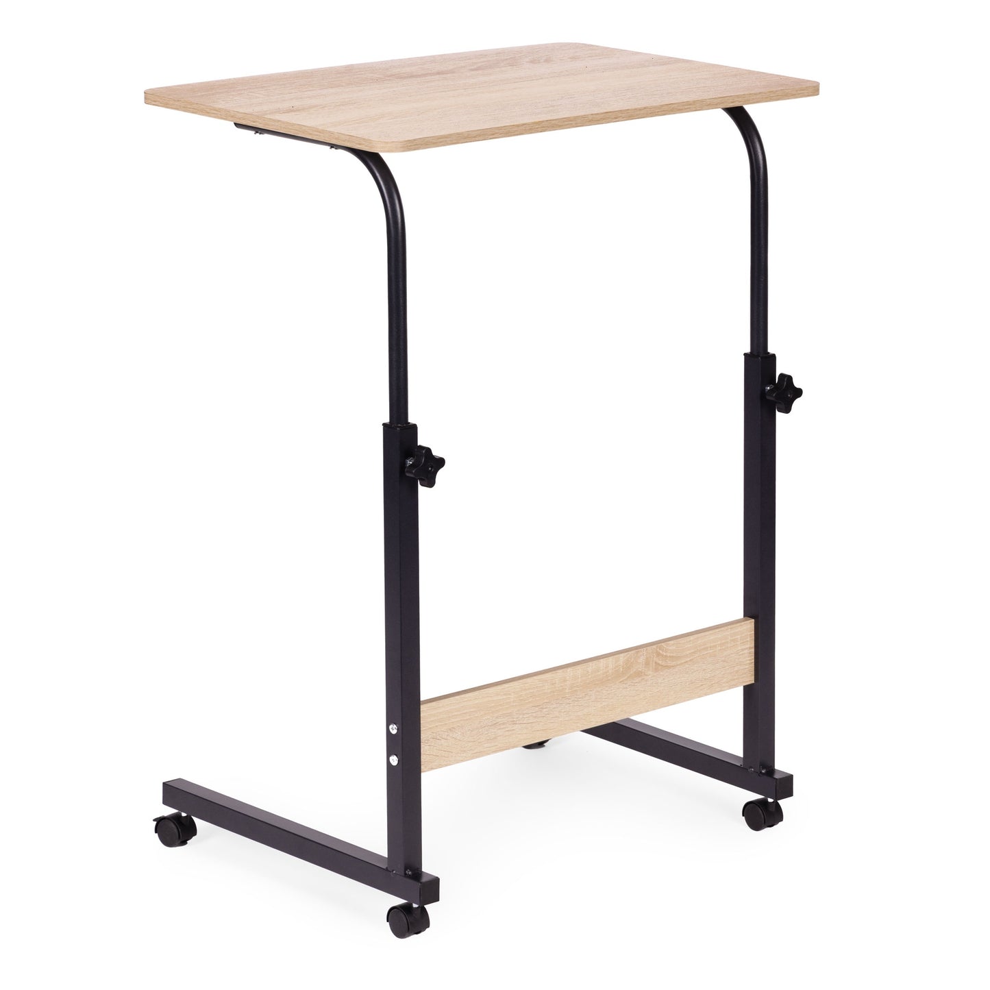 Mobile Laptop Desk Table, Adjustable Height, MDF, Wheels