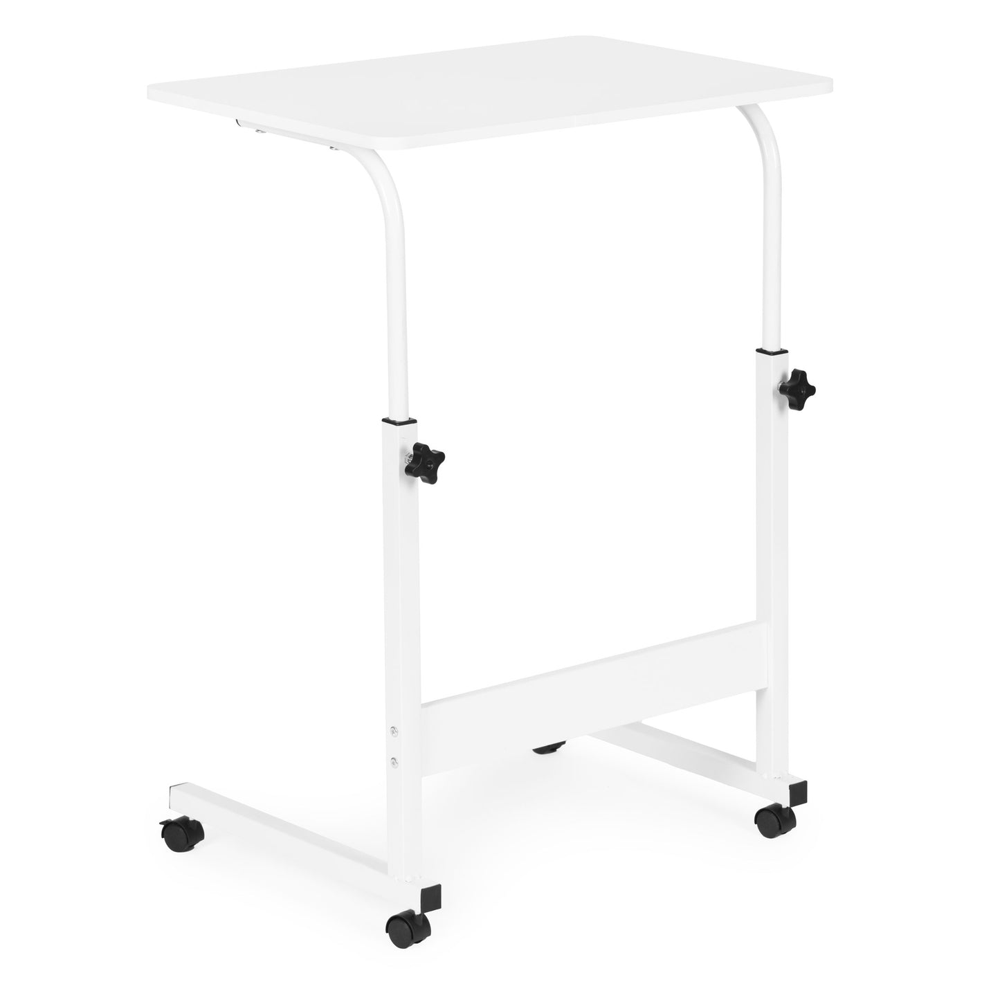 Mobile Laptop Desk Table, Adjustable Height, MDF, White