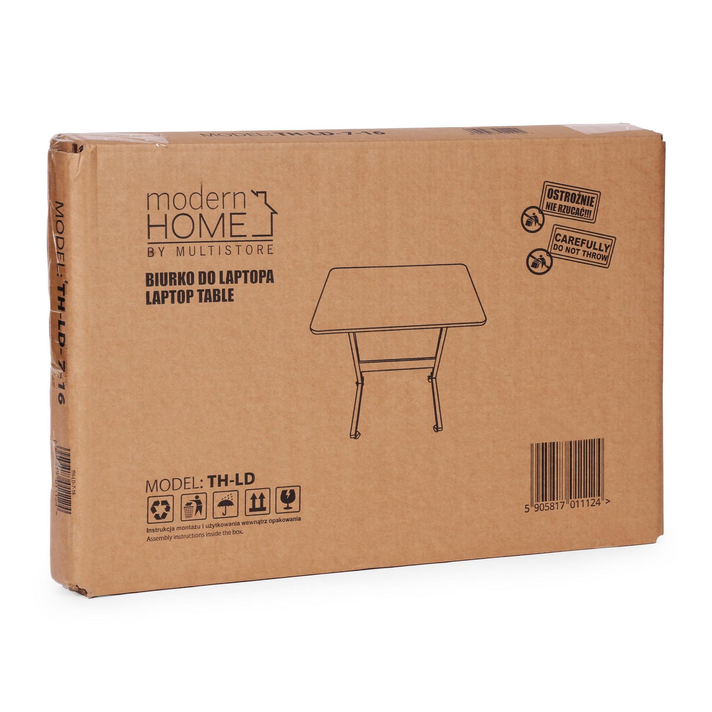 Mobile Laptop Desk Table, Adjustable Height, MDF, White