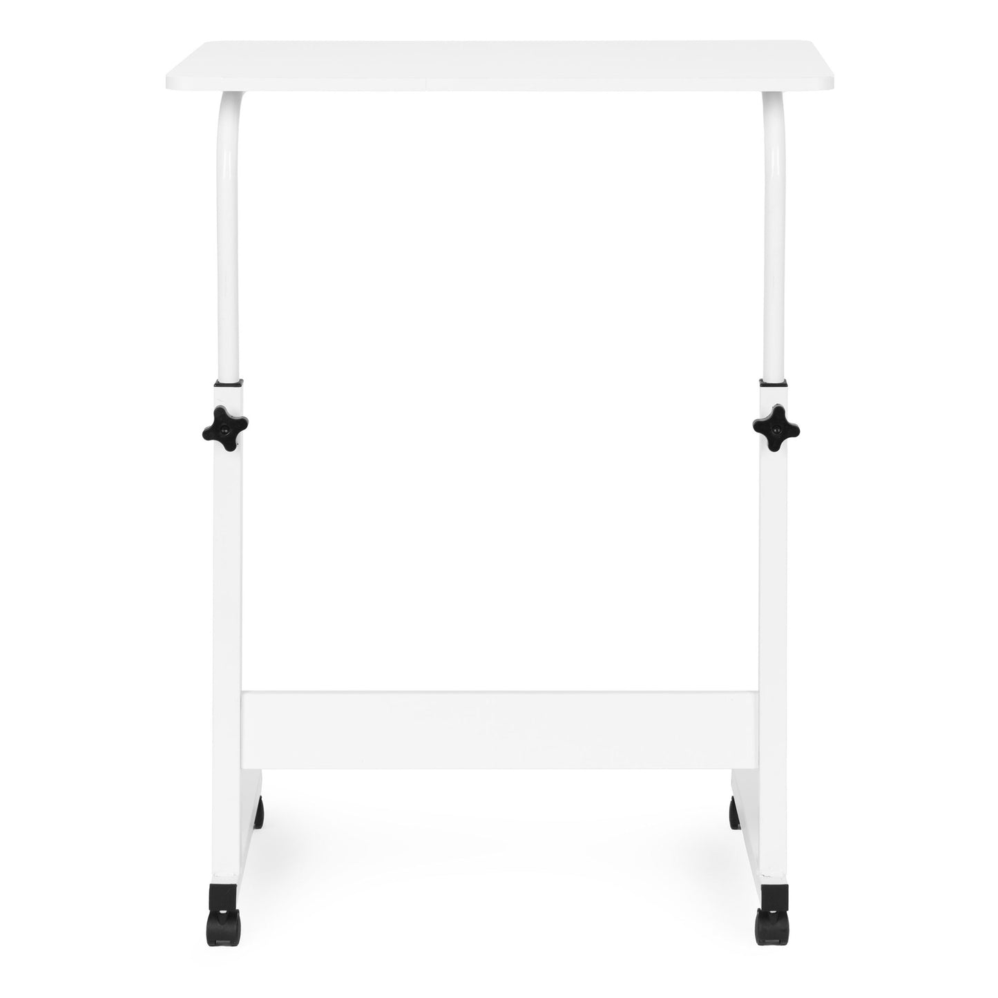 Mobile Laptop Desk Table, Adjustable Height, MDF, White