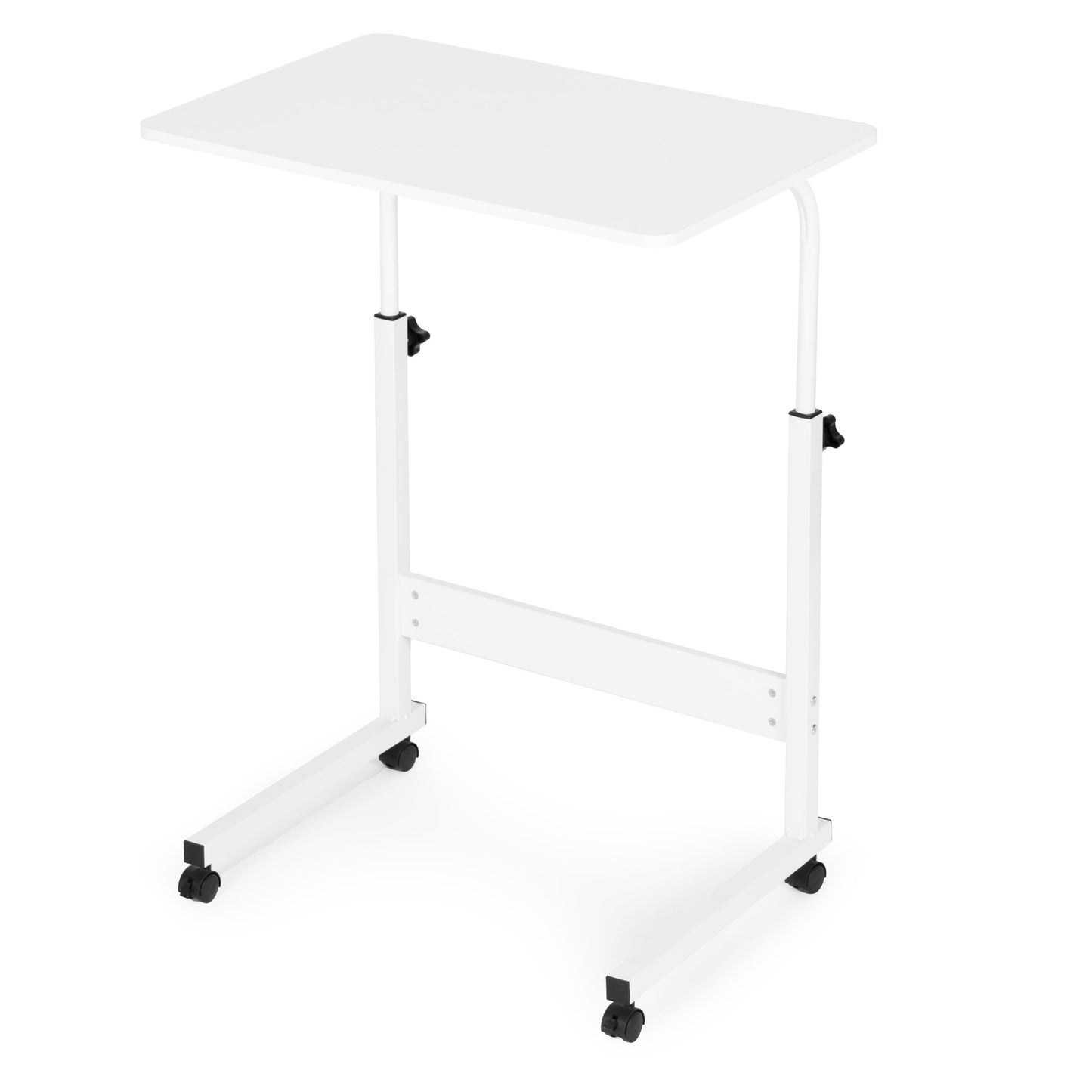 Mobile Laptop Desk Table, Adjustable Height, MDF, White
