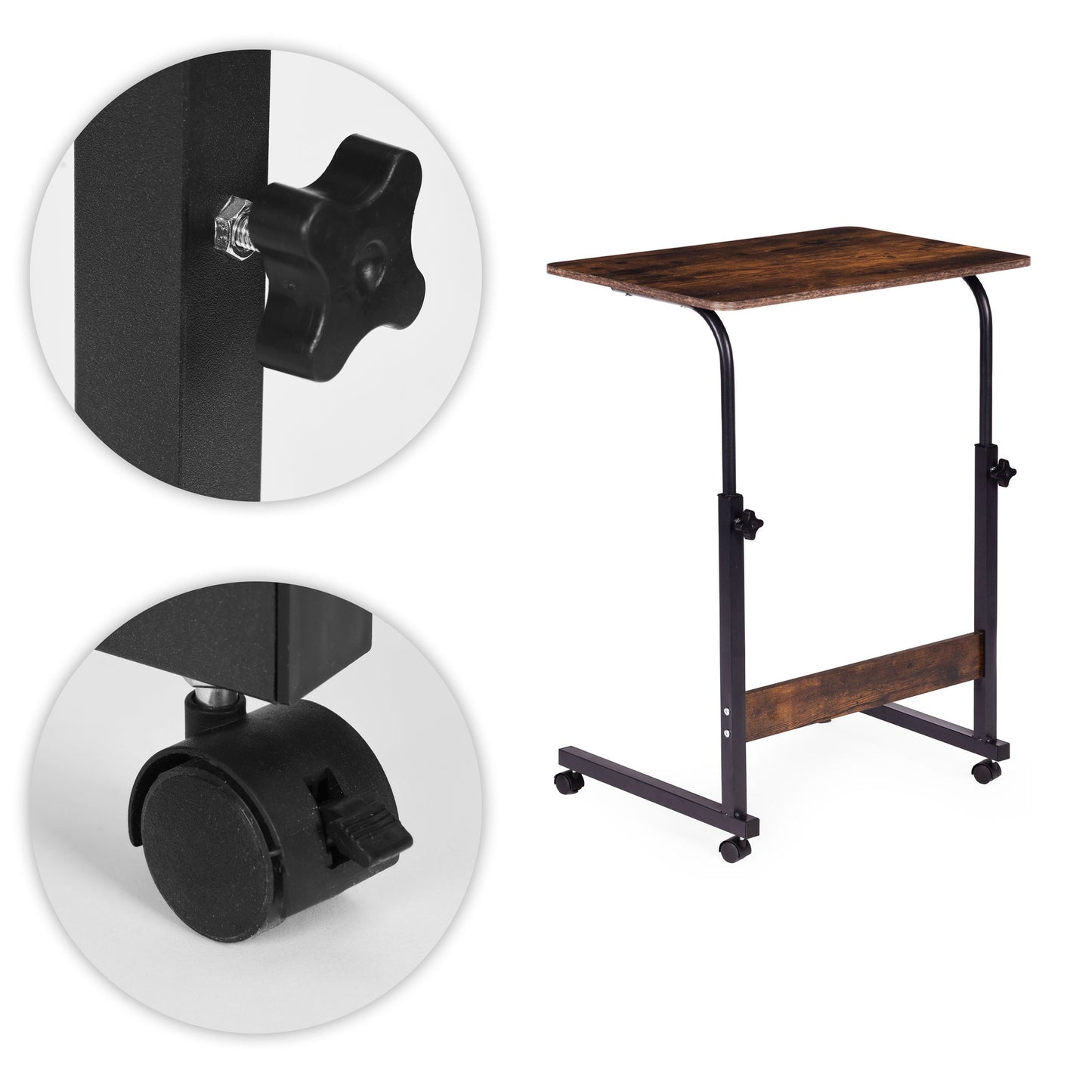 Mobile Laptop Table, Adjustable Height, MDF Top