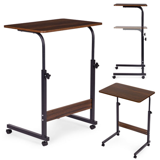 Mobile Laptop Table – Adjustable Height, MDF, Wheels