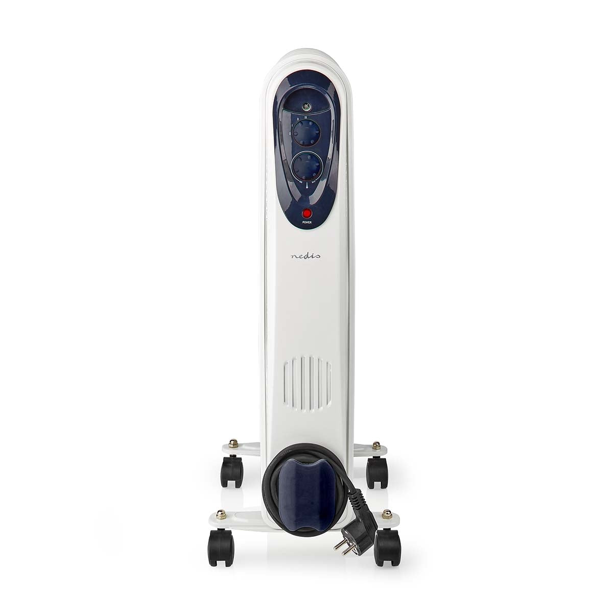 Mobile Oil Radiator | 800 / 1200 / 2000 W | 9 Fins | Adjustable thermostat | 3 Heat Settings | Fall over protection | White