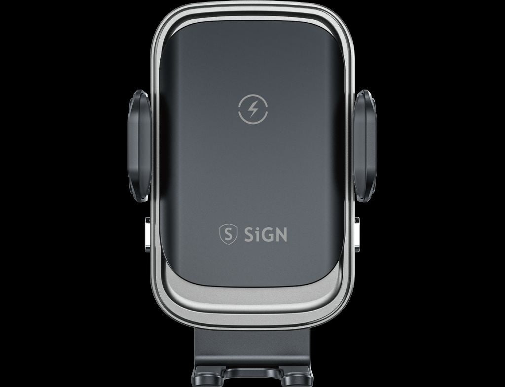 Mobile Phone Holder for Car with Wireless Charging, 15W - Black
