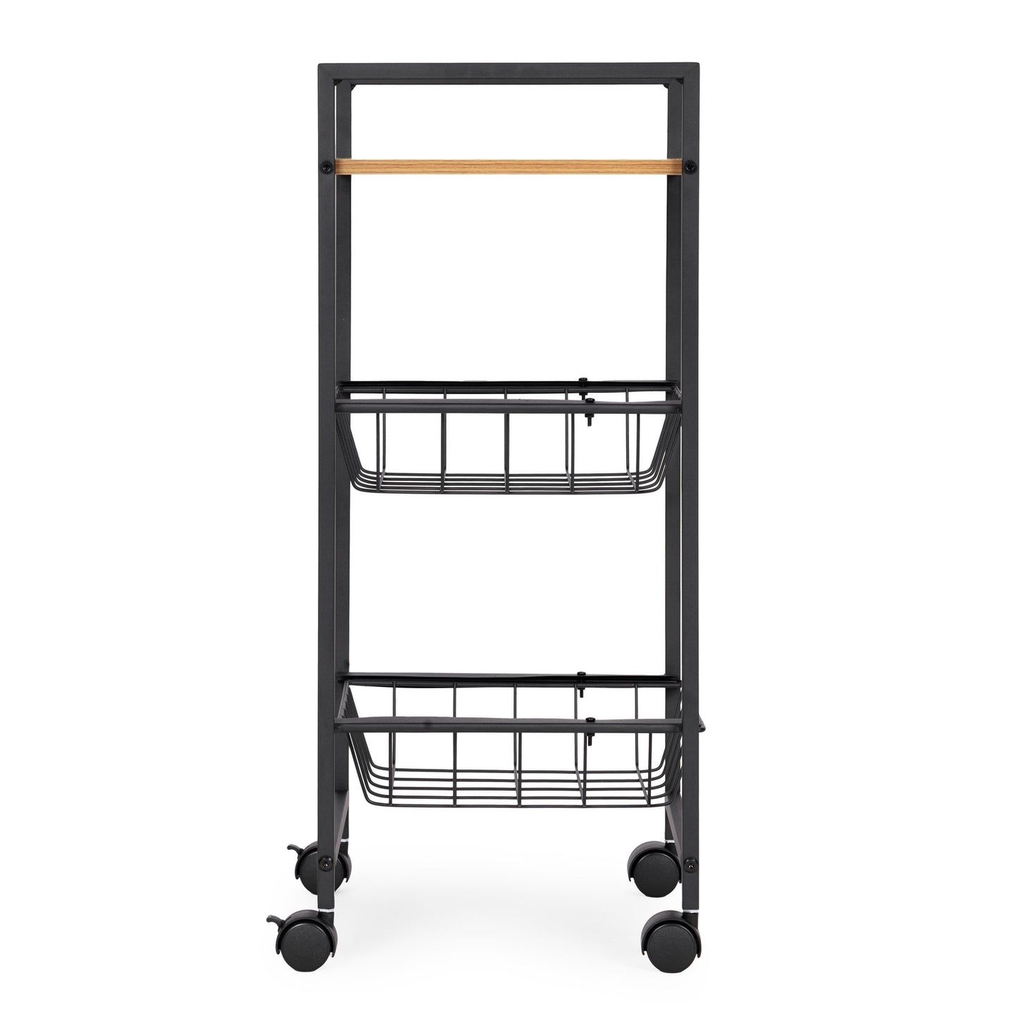 Mobile Shelf Cabinet with 2 Baskets and Shelf Organizer on Wheels ModernHome
