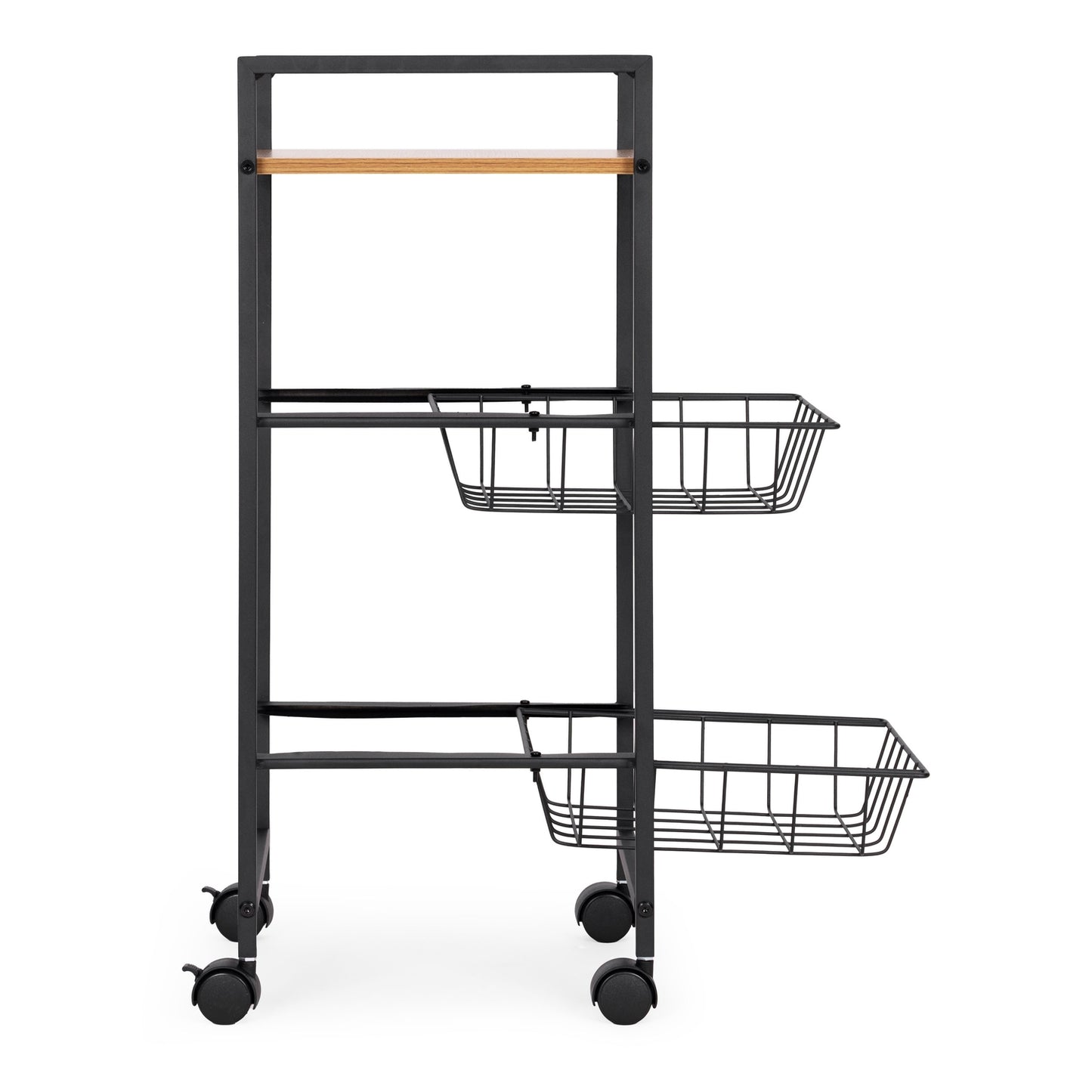 Mobile Shelf Cabinet with 2 Baskets and Shelf Organizer on Wheels ModernHome