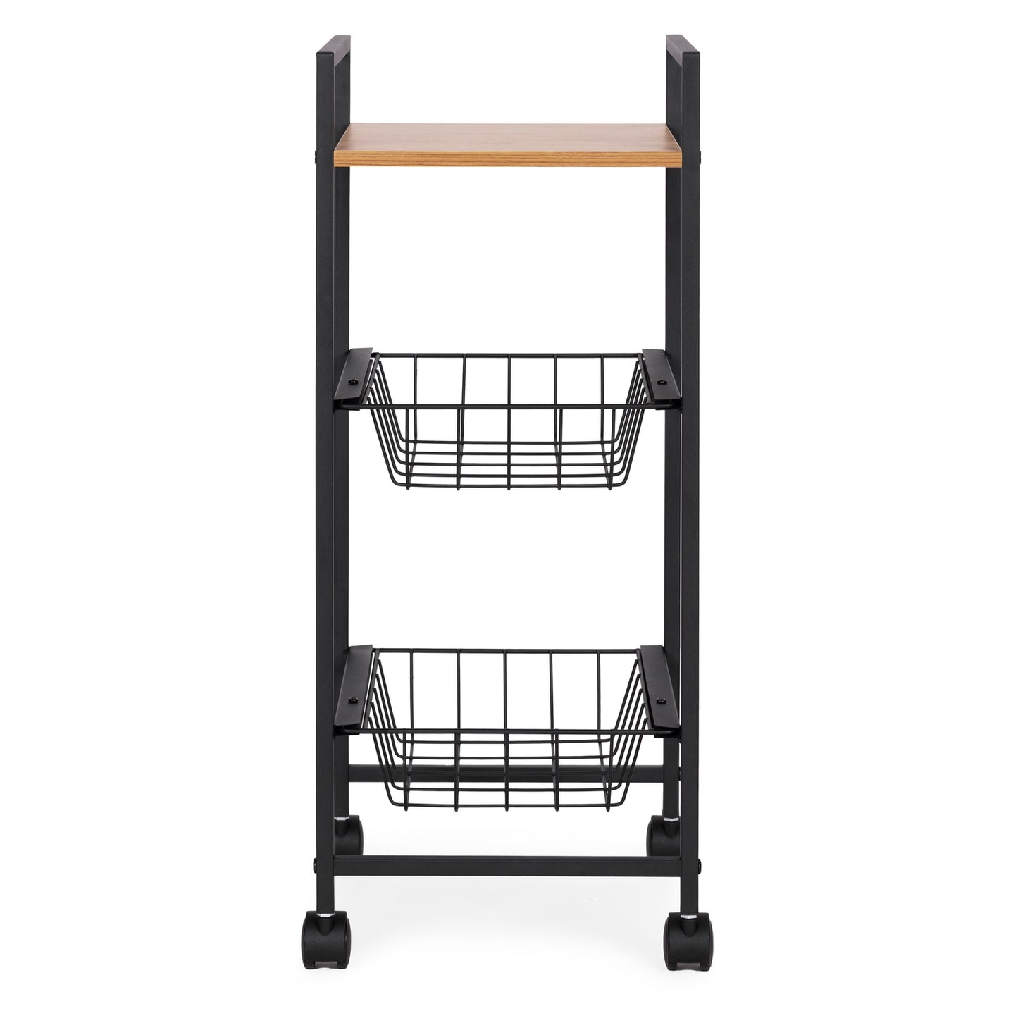 Mobile Shelf Cabinet with 2 Baskets and Shelf Organizer on Wheels ModernHome