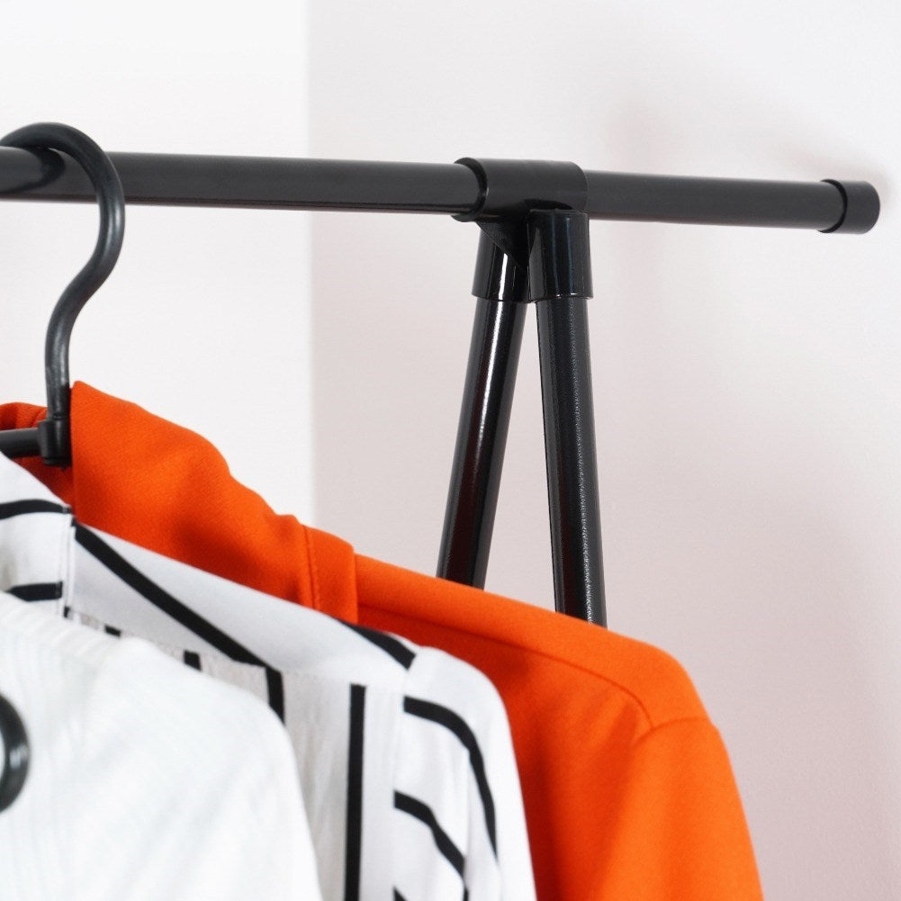 Mobile clothes hanger with shoe shelf and wheels for home and office