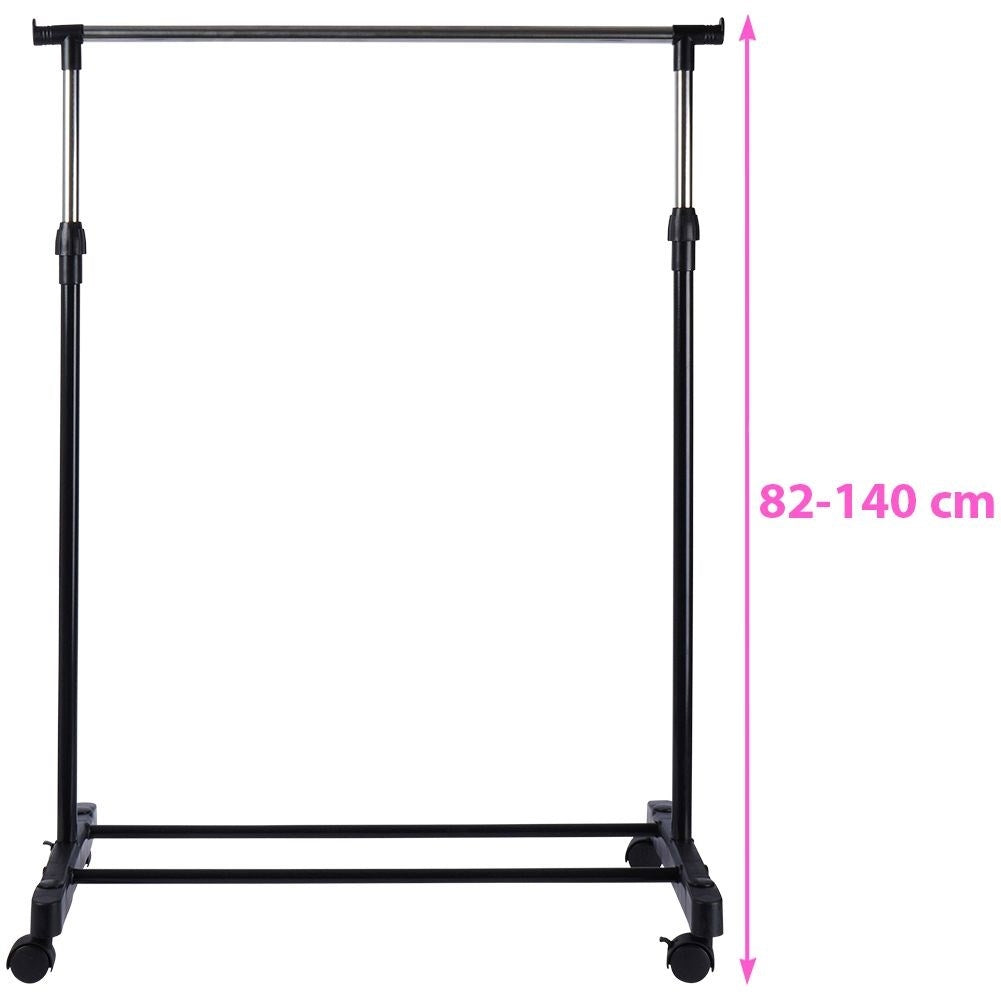 Mobile coat hanger with wheels and shoe shelf