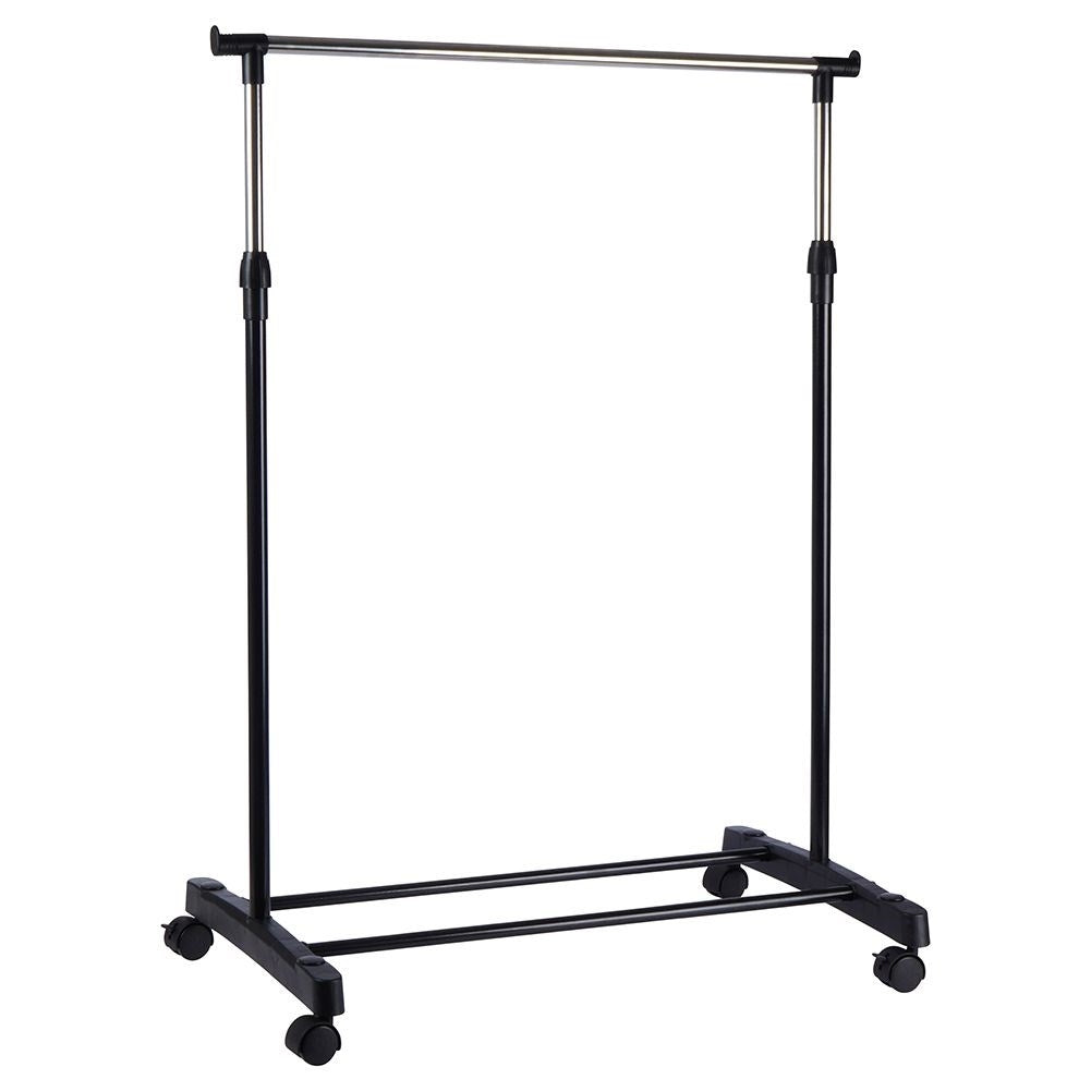 Mobile coat hanger with wheels and shoe shelf