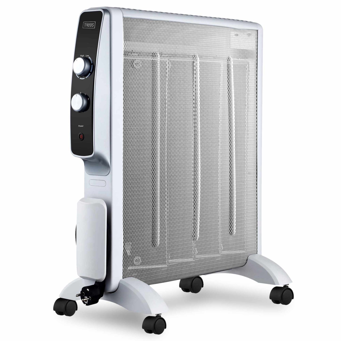 Mobile micathermic electric heater on wheels 2000W White