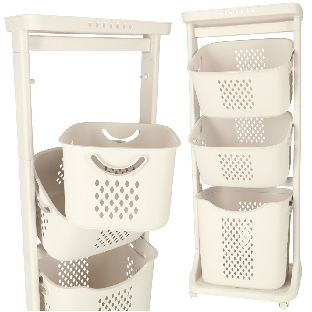 Mobile triple dirty clothes hamper