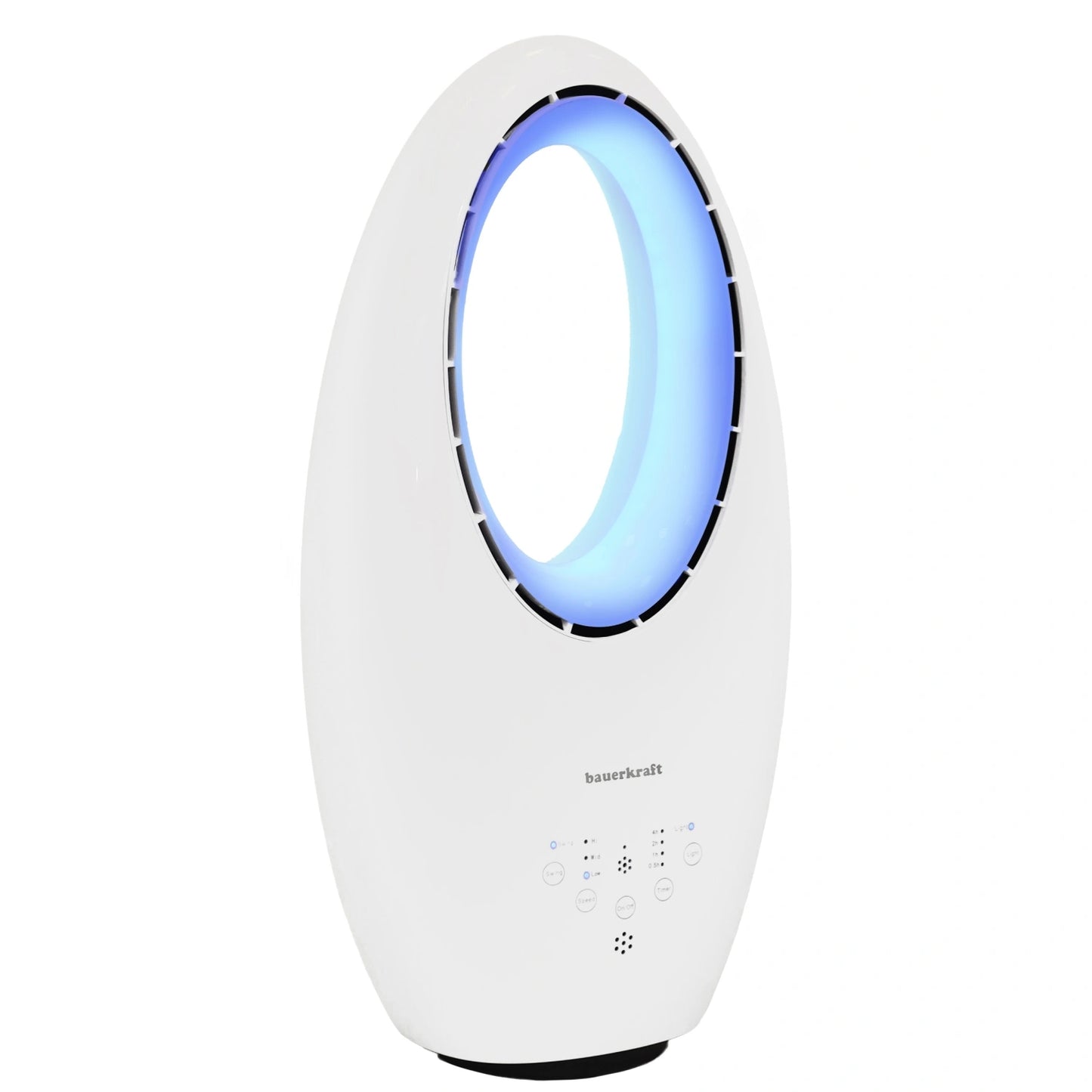 Modern Bladeless Standing Floor Fan 60W – 3 Modes, Remote Control, Timer, LED Lighting