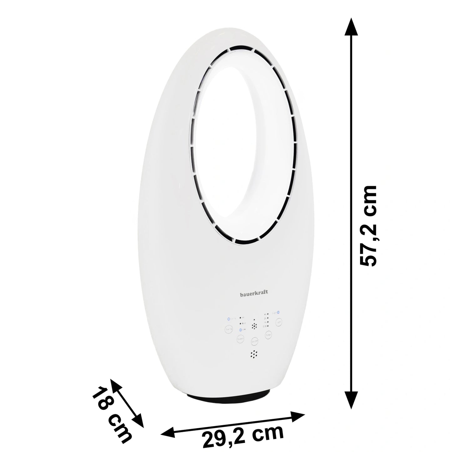 Modern Bladeless Standing Floor Fan 60W – 3 Modes, Remote Control, Timer, LED Lighting