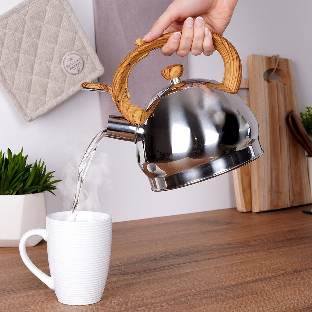Modern Kettle in Stainless Steel with Whistle