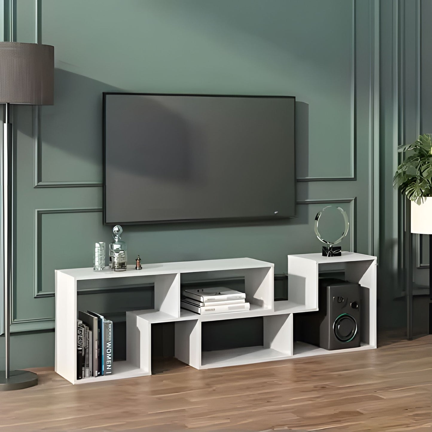 Modern Modular Geometric Bookshelf – Cabinet with 4 Shelves ModernHome