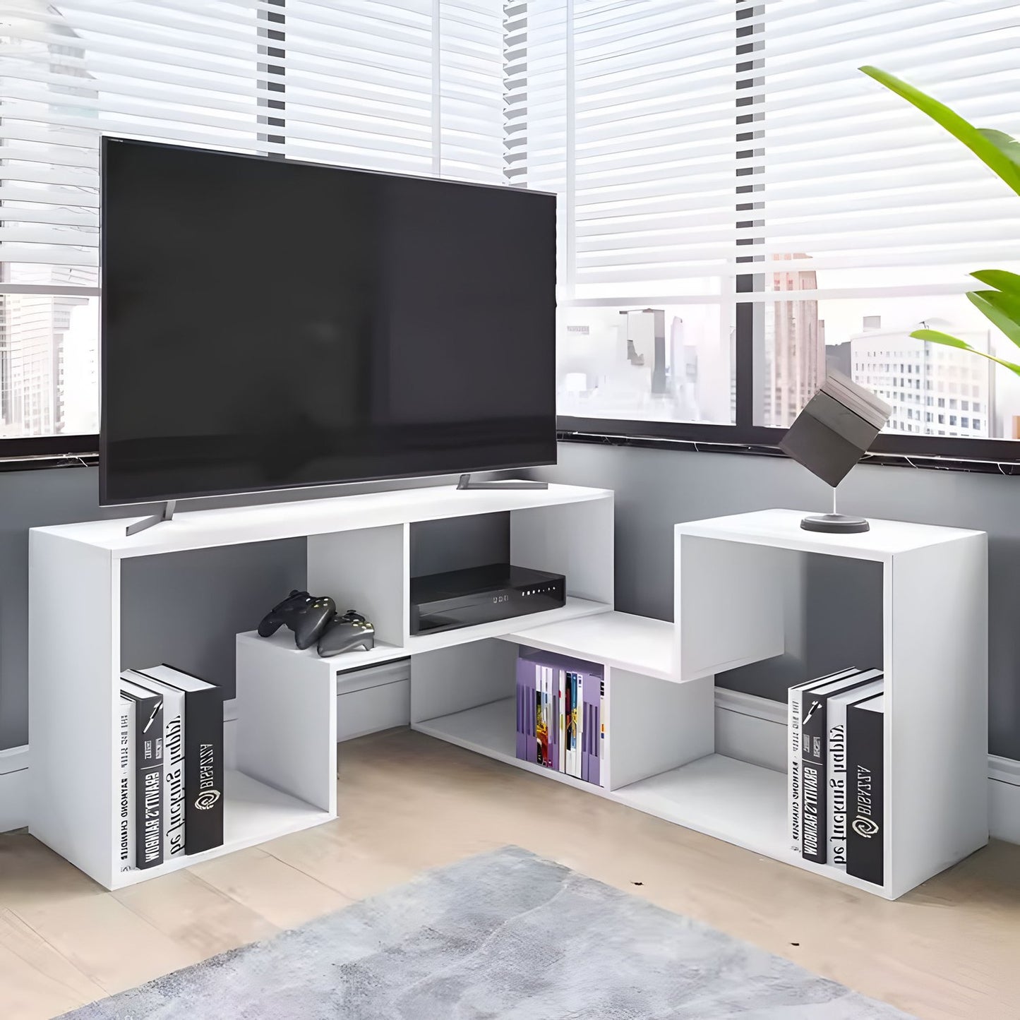 Modern Modular Geometric Bookshelf – Cabinet with 4 Shelves ModernHome
