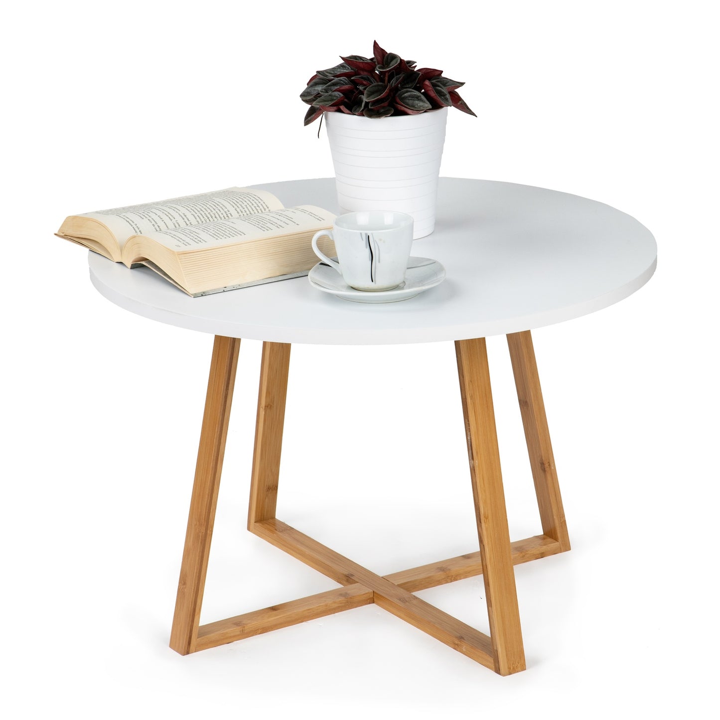 Modern Scandinavian coffee table, 60 cm bamboo