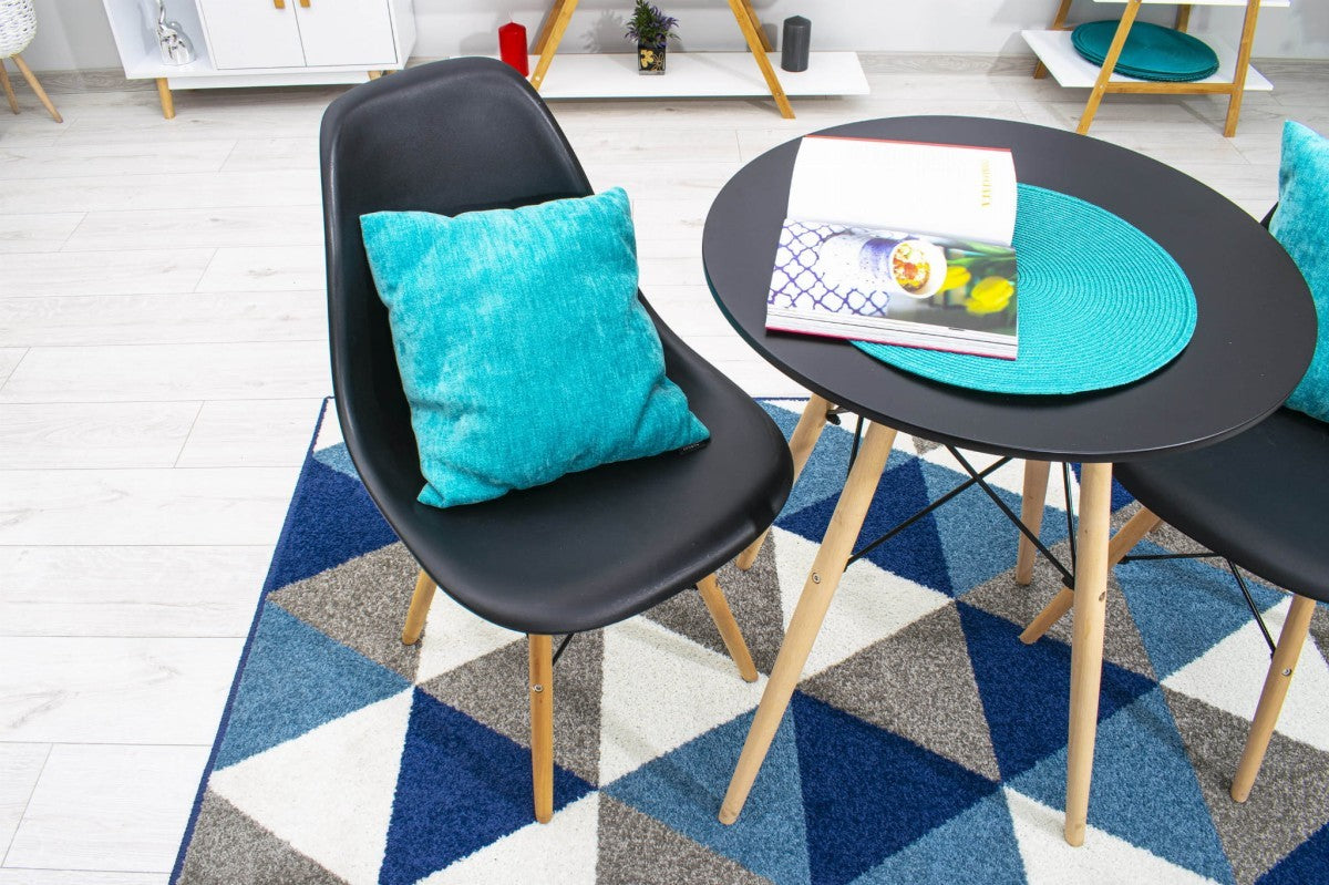 Modern Scandinavian coffee table, black round top, 60 cm