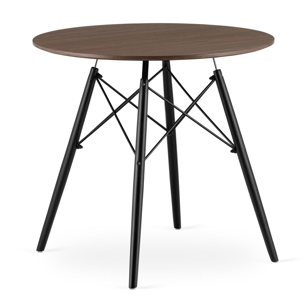 Modern Scandinavian coffee table, brown round top, 80 cm