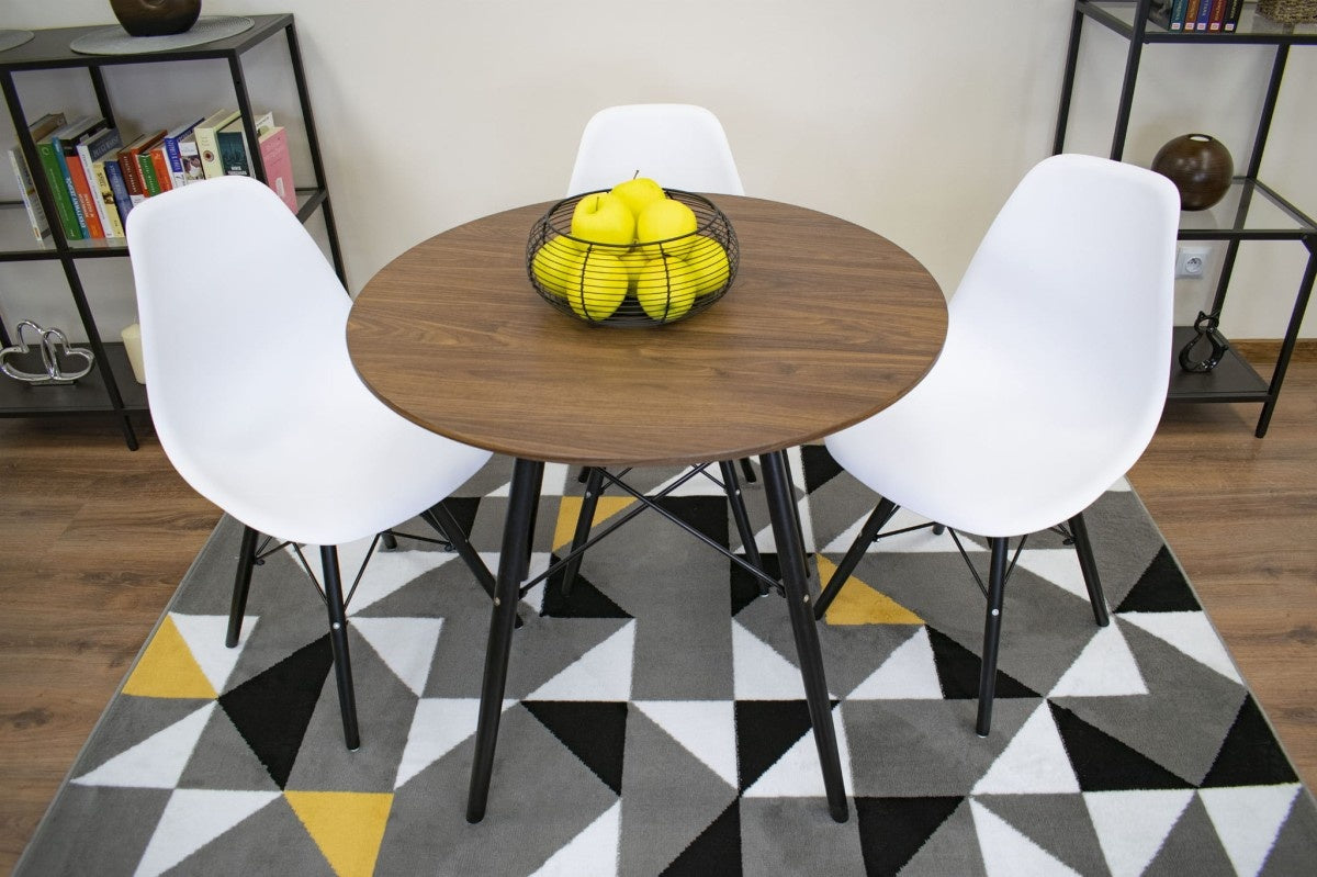 Modern Scandinavian coffee table, brown round top, 80 cm