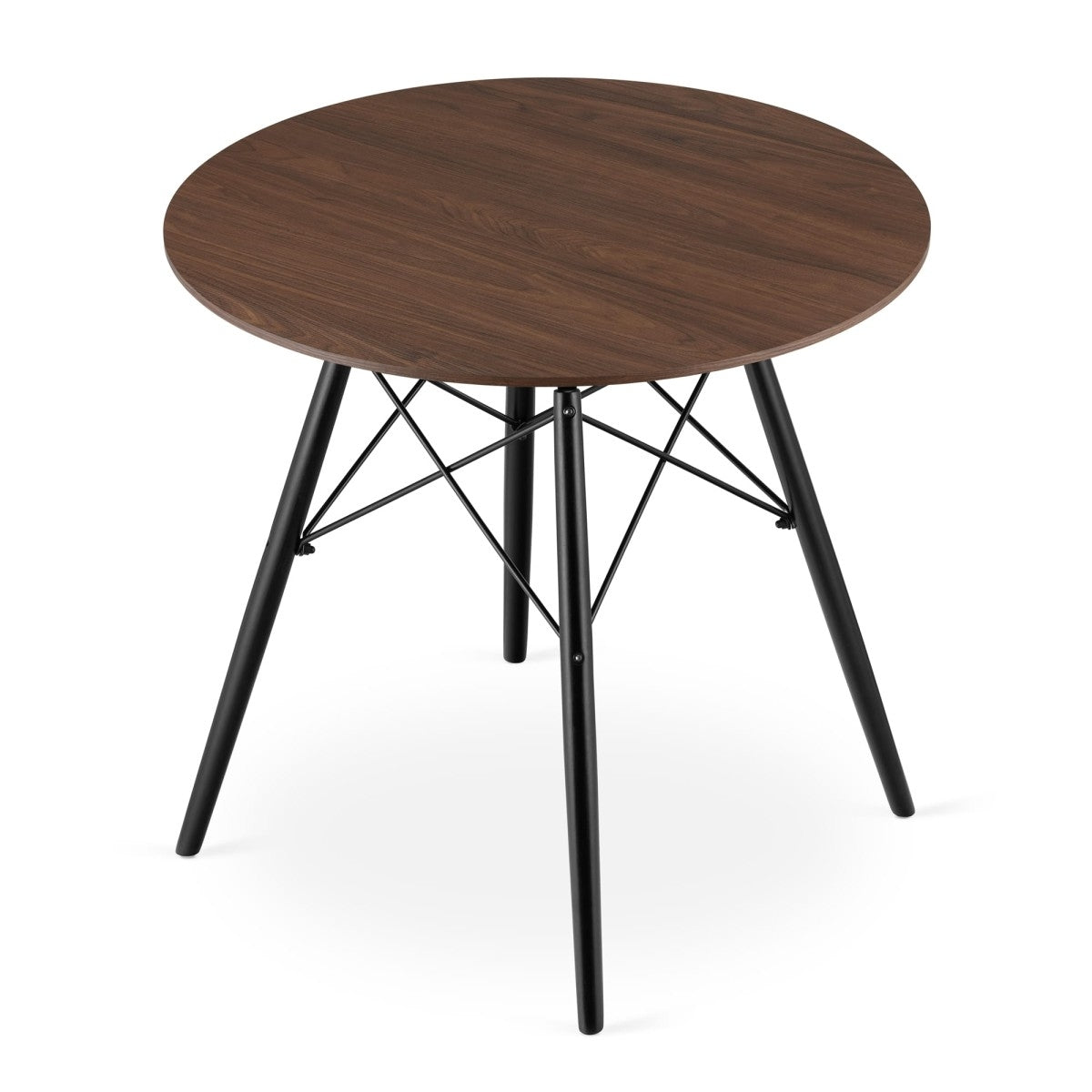 Modern Scandinavian coffee table, brown round top, 80 cm