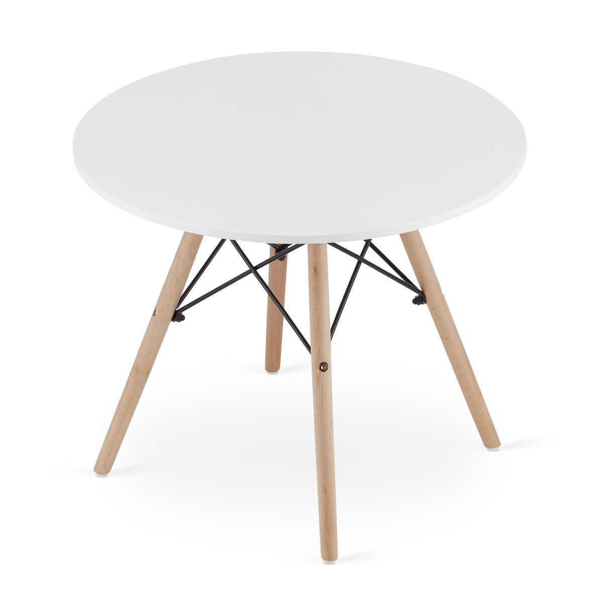 Modern Scandinavian coffee table, white round top, 60 cm