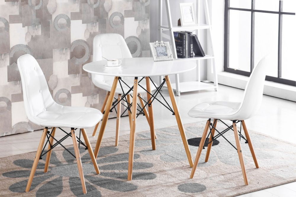 Modern Scandinavian coffee table, white round top, 60 cm