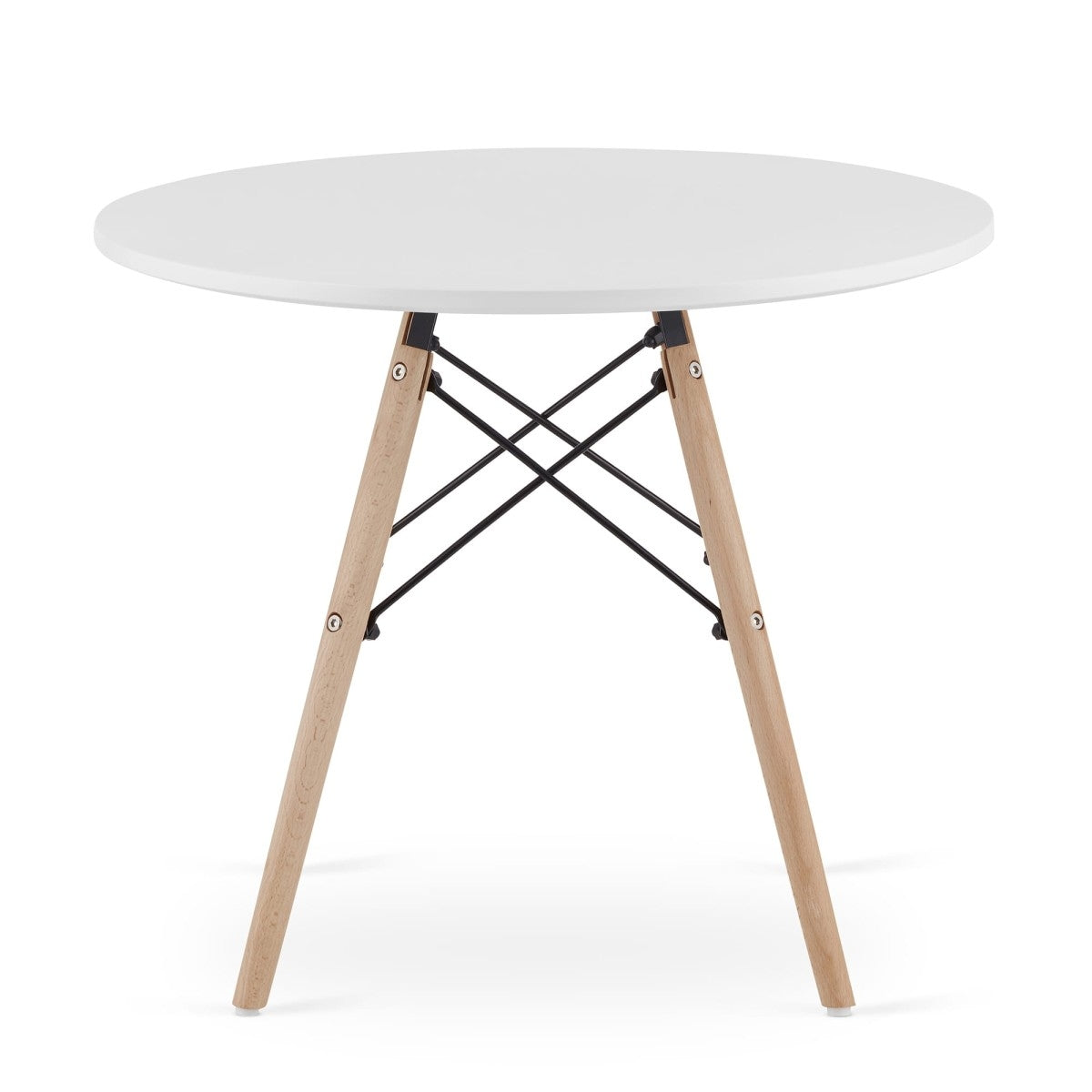 Modern Scandinavian coffee table, white round top, 60 cm