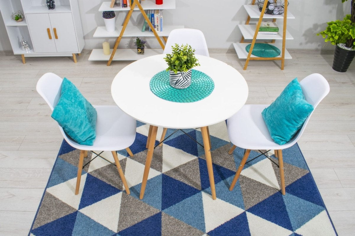 Modern Scandinavian coffee table, white round top, 90 cm