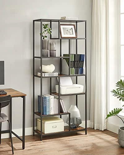 Modern bookcase for the living room with 6 shelves