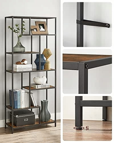 Modern bookcase for the living room with 6 shelves