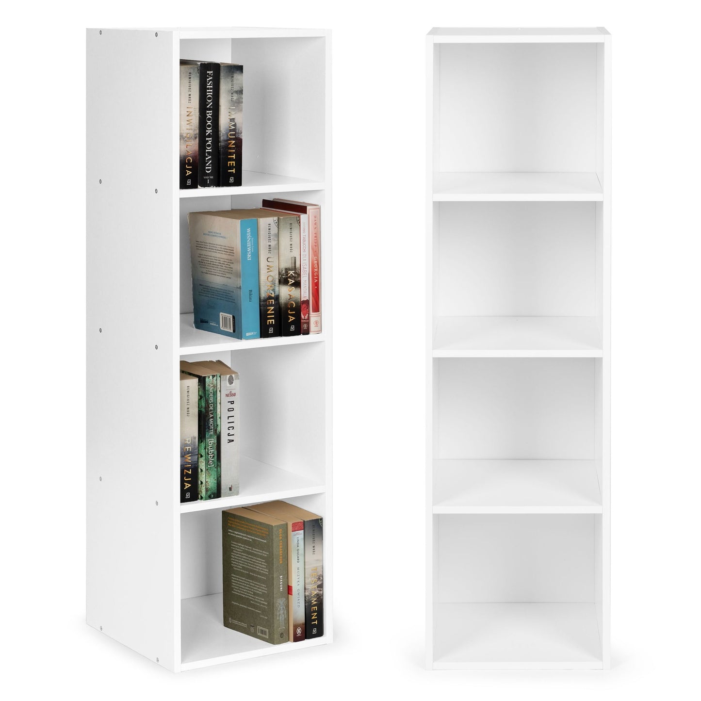 Modern bookcase white cabinet 4 shelves loft