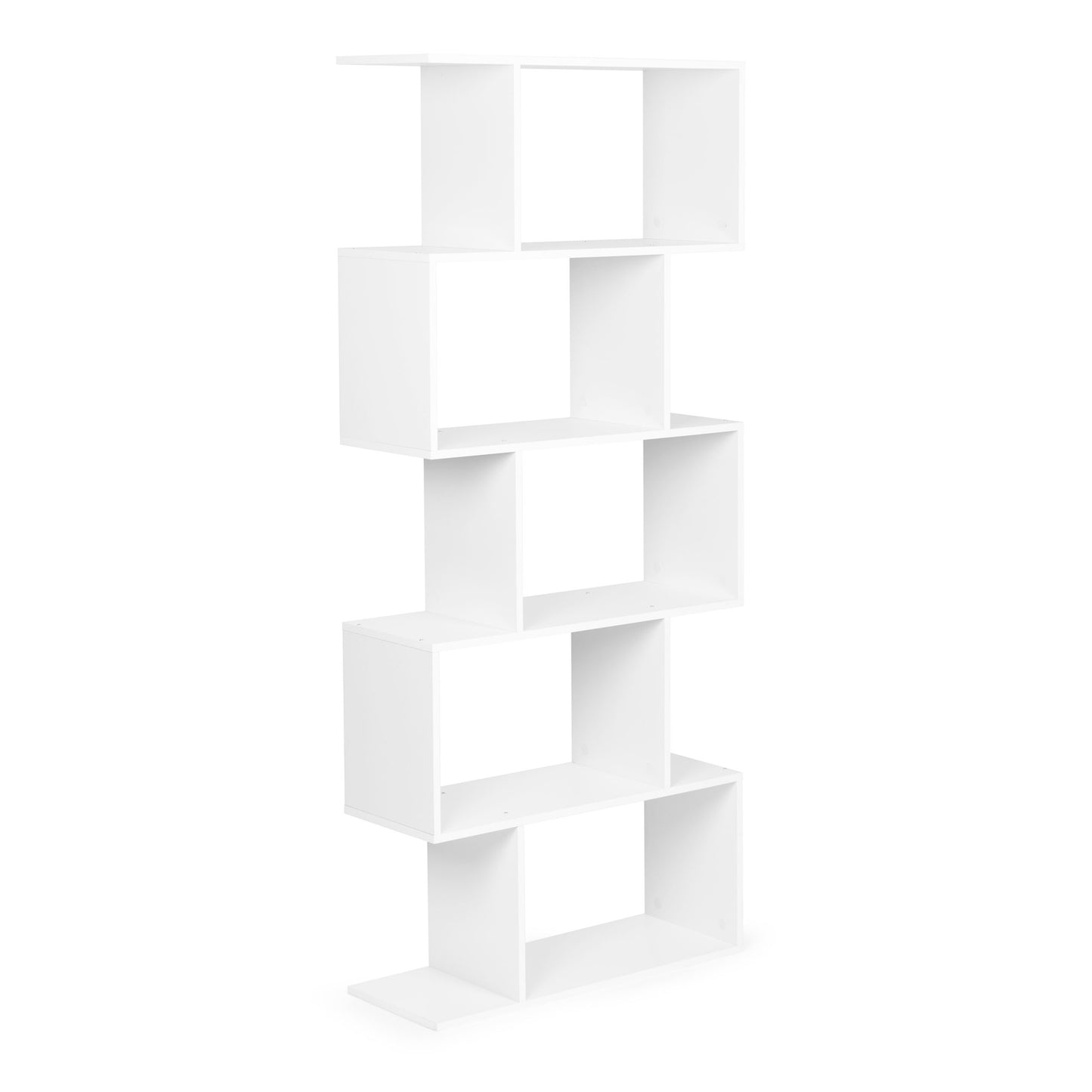 Modern checkered shelf for the living room with 5 shelves for white books