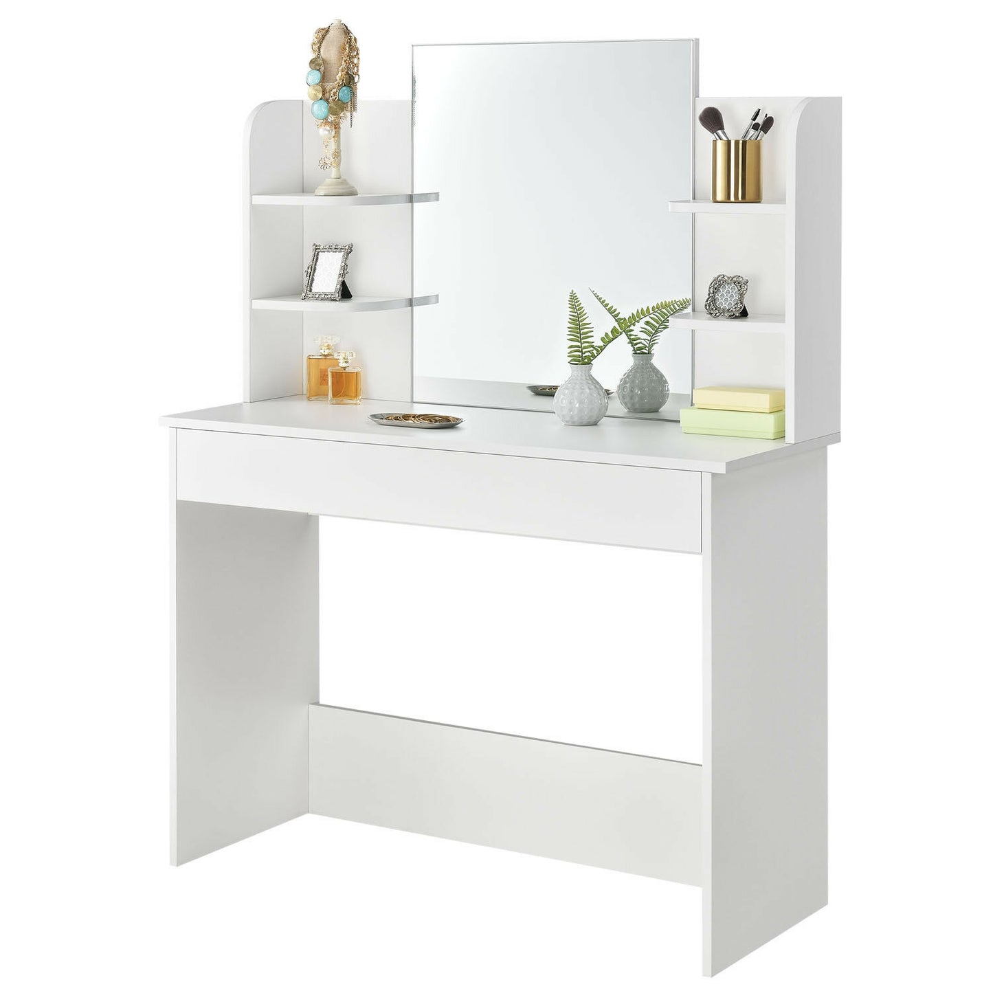 Modern dressing table large mirror shelves ModernHome
