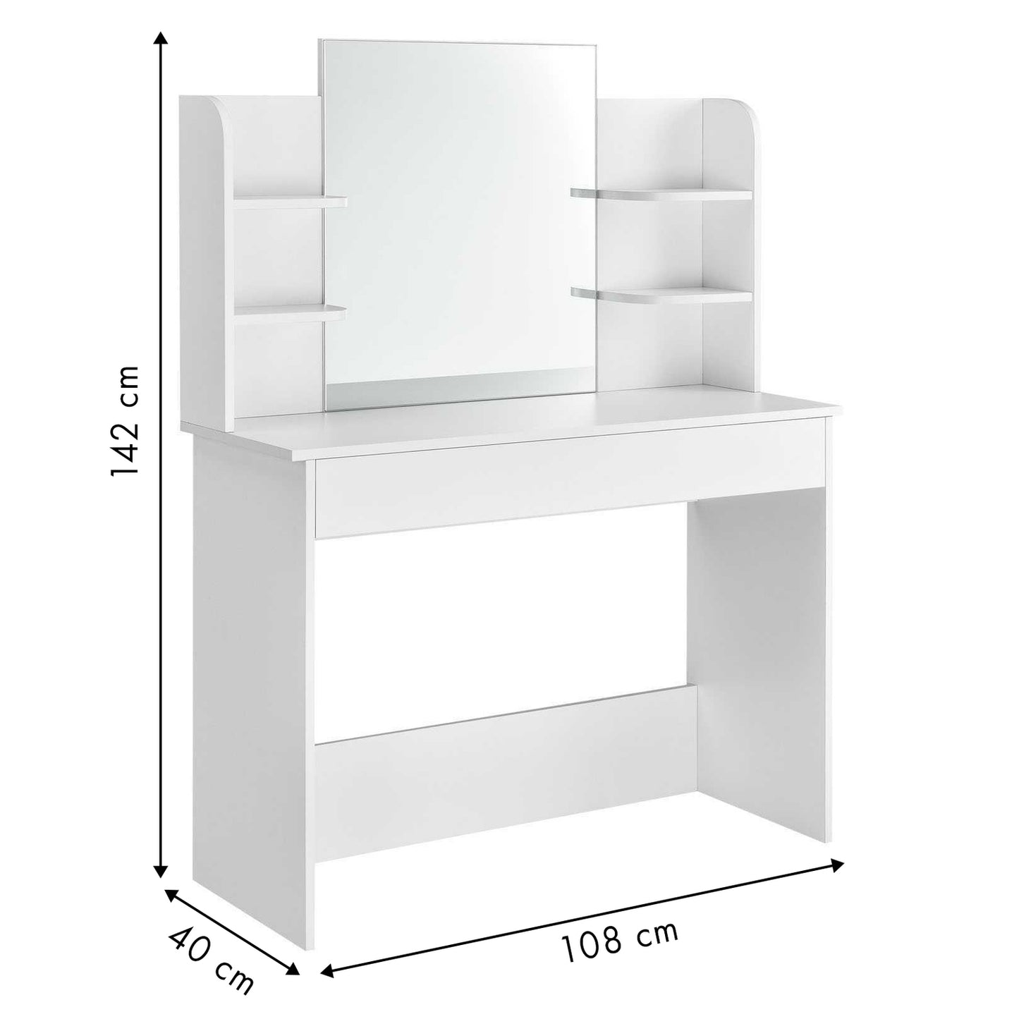 Modern dressing table large mirror shelves ModernHome