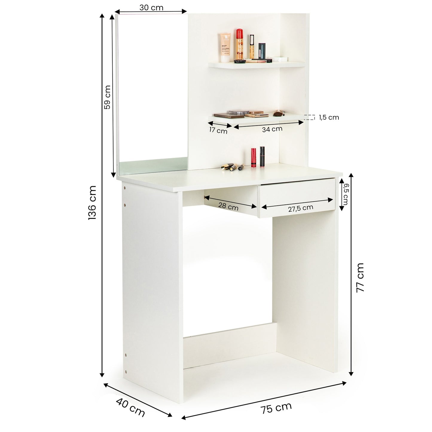 Modern dressing table large mirror shelves ModernHome