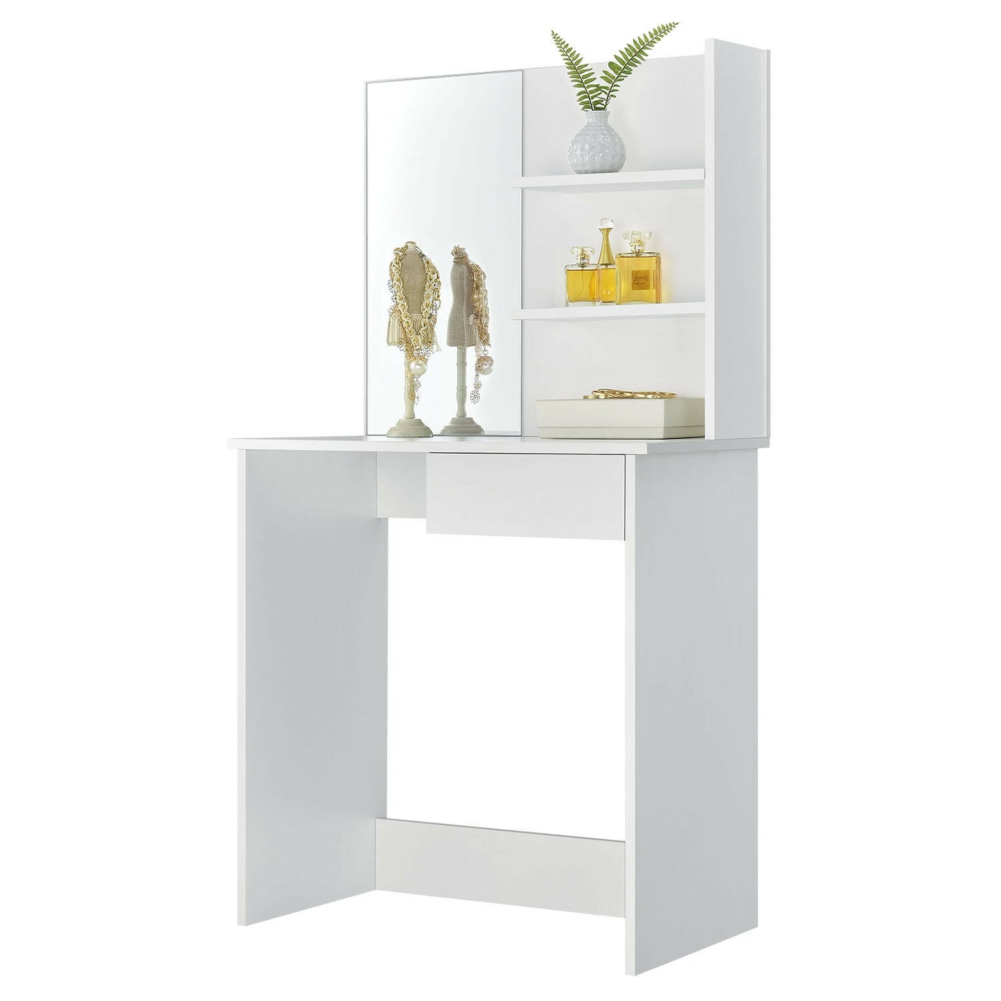 Modern dressing table large mirror shelves ModernHome