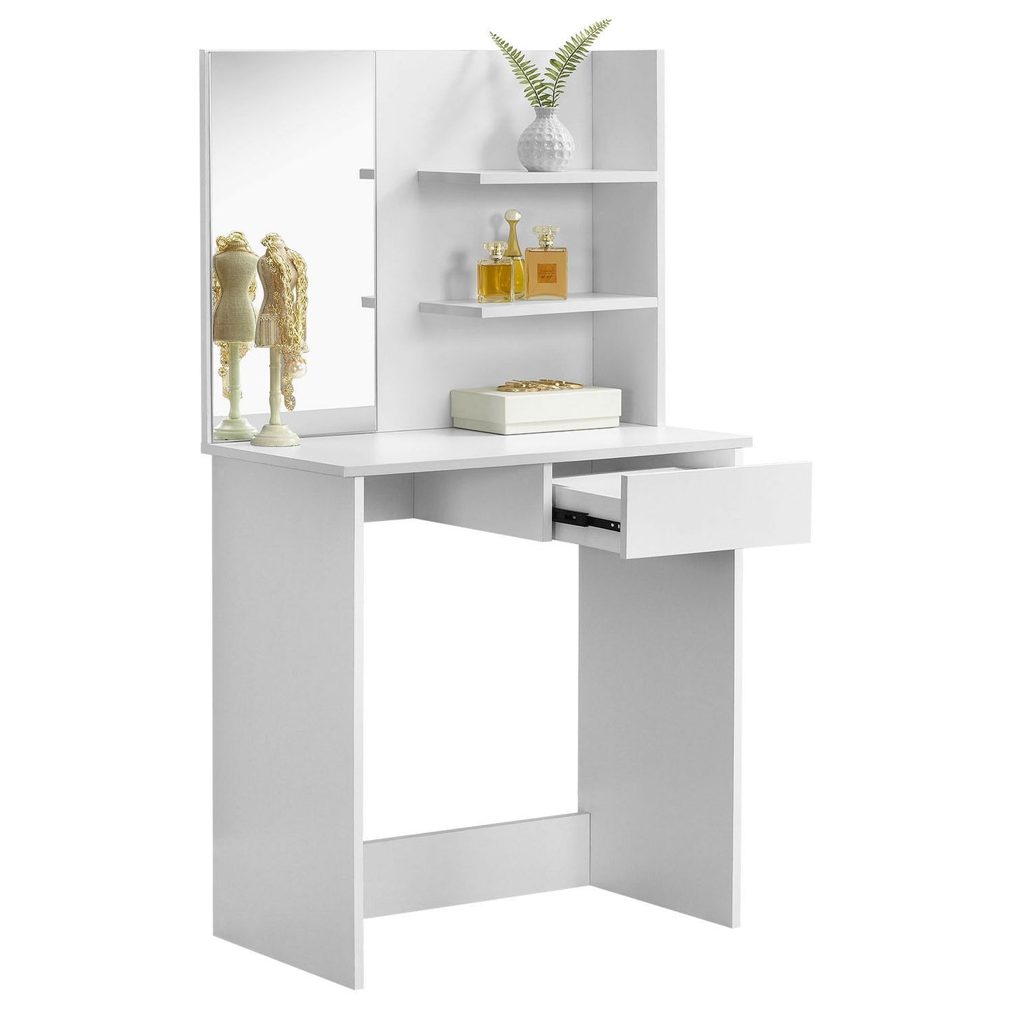 Modern dressing table large mirror shelves ModernHome