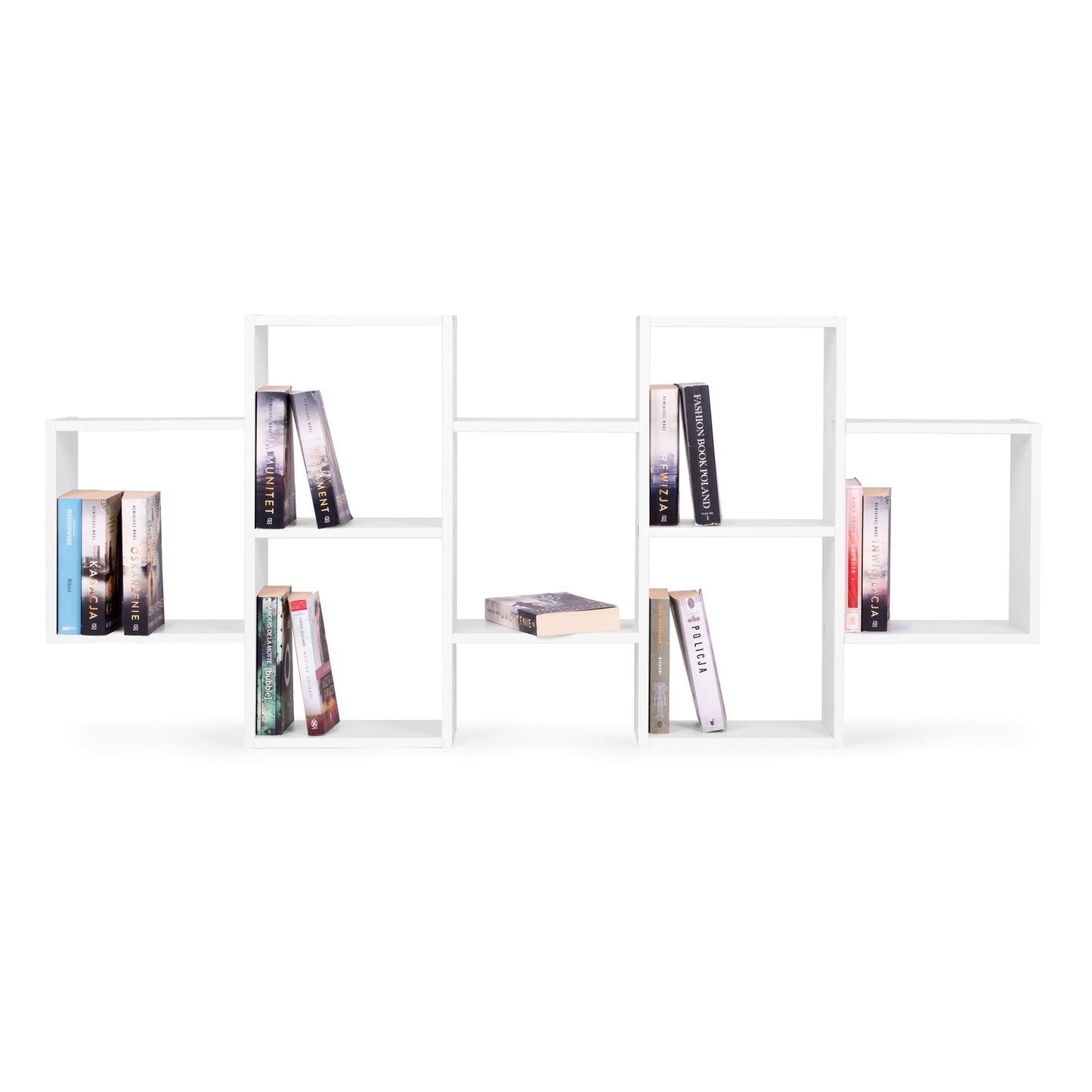 Modern hanging shelf with 8 shelves, white