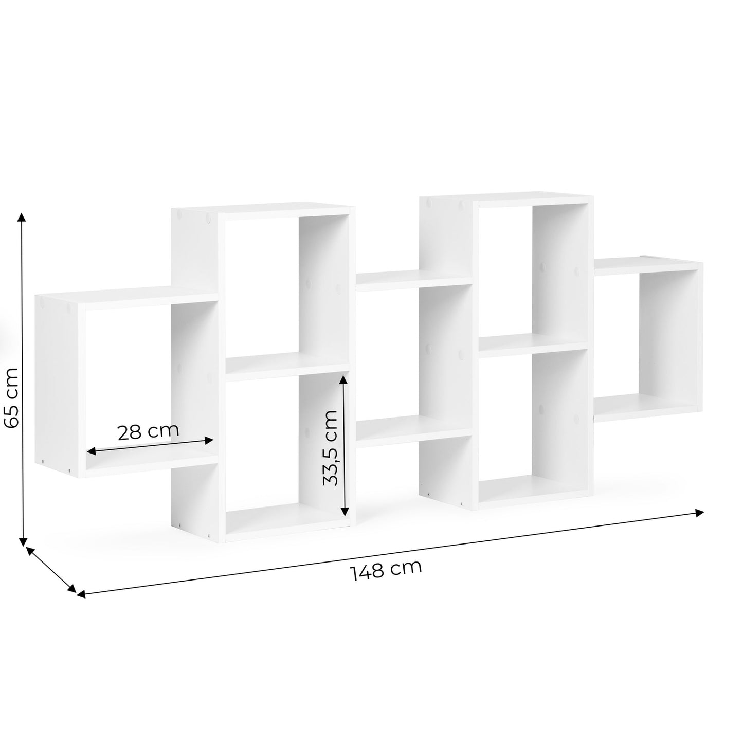 Modern hanging shelf with 8 shelves, white