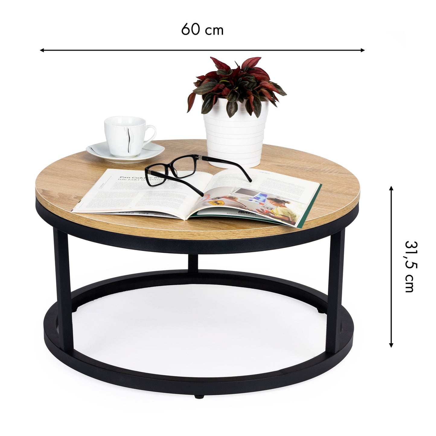 Modern industrial loft coffee table 60 cm