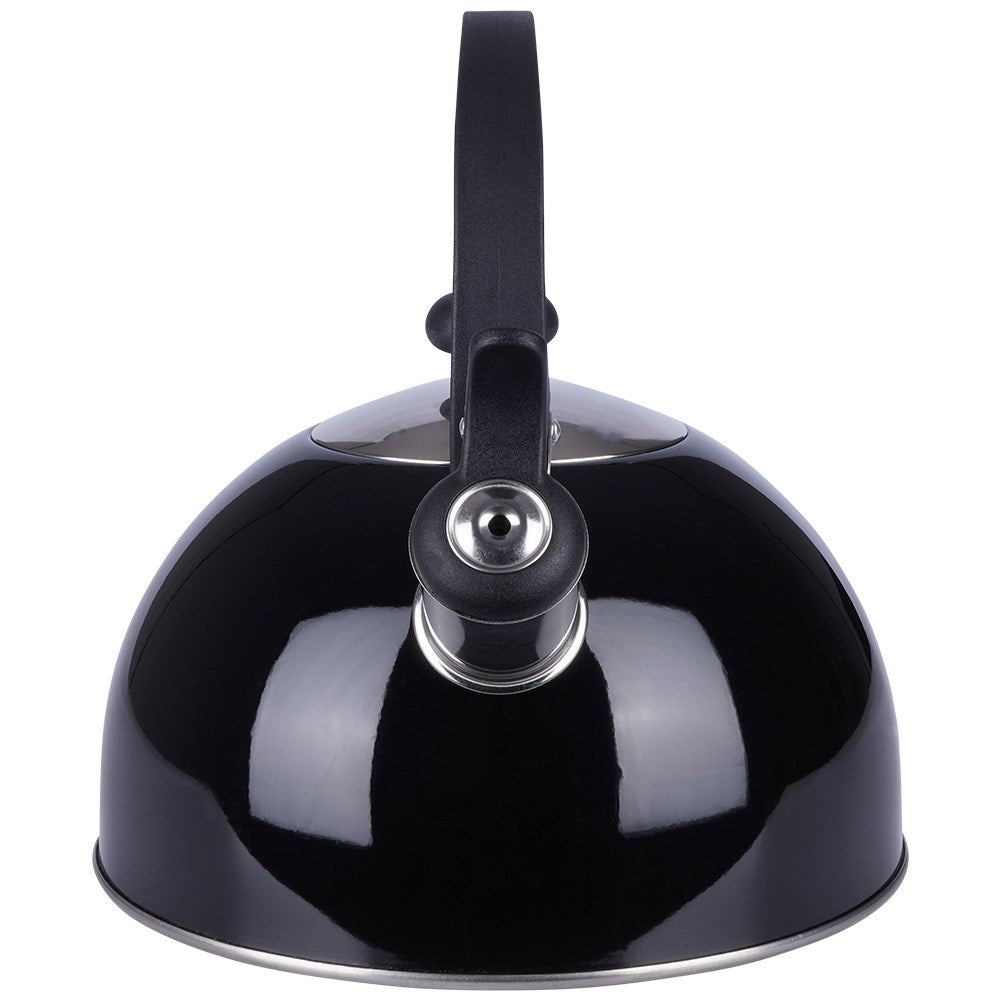 Modern kettle with tiltable whistle in stainless steel