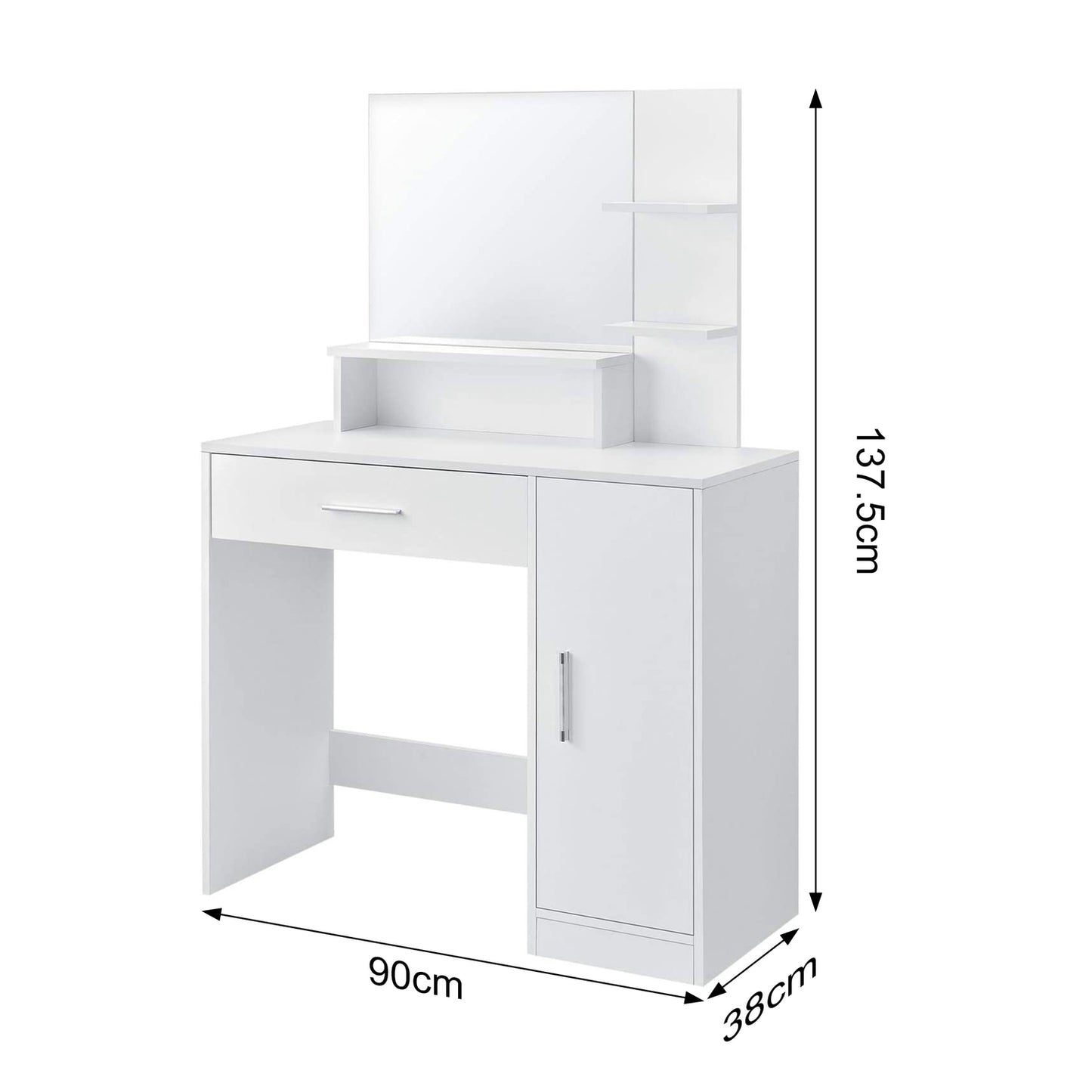 Modern white cosmetic dressing table with a mirror