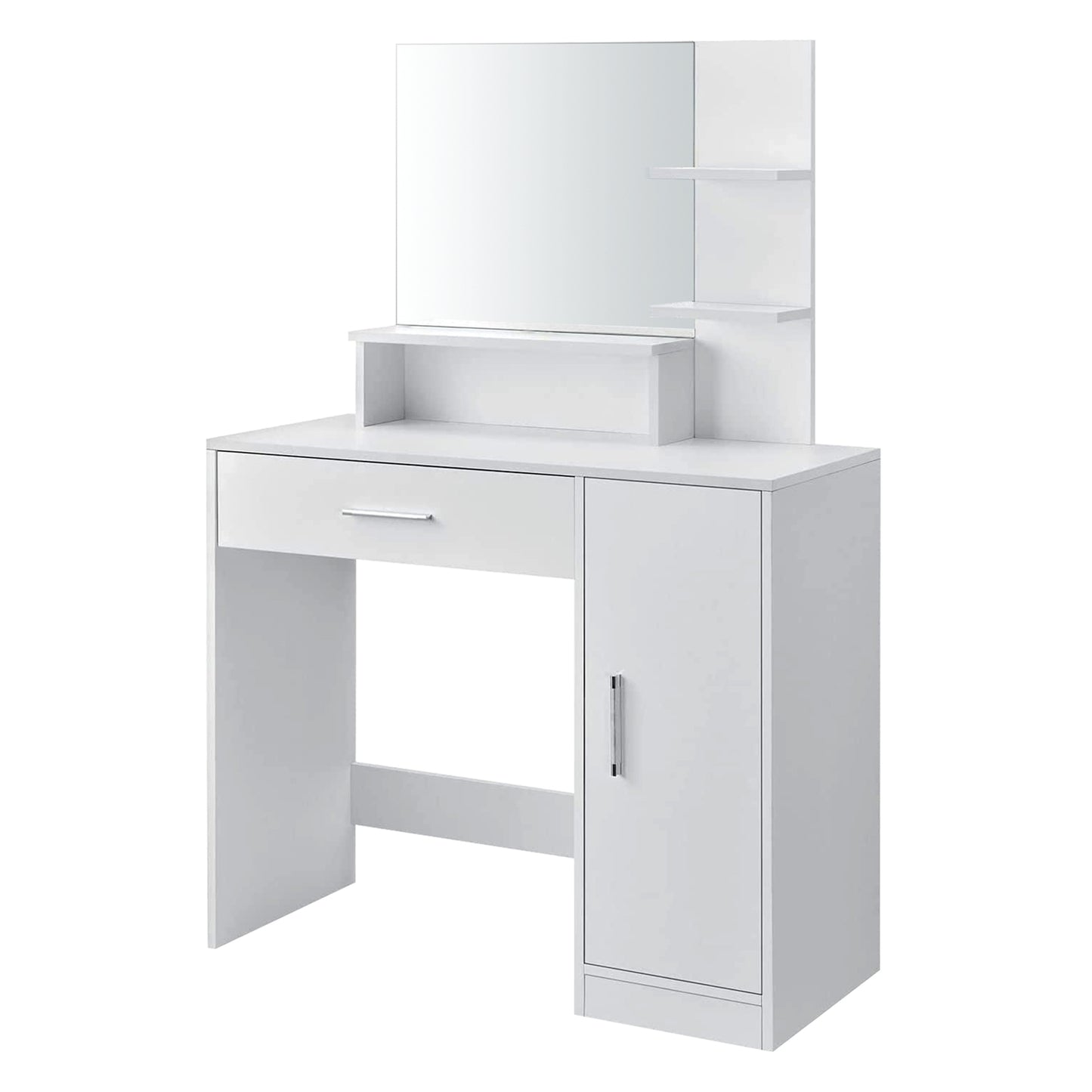 Modern white cosmetic dressing table with a mirror