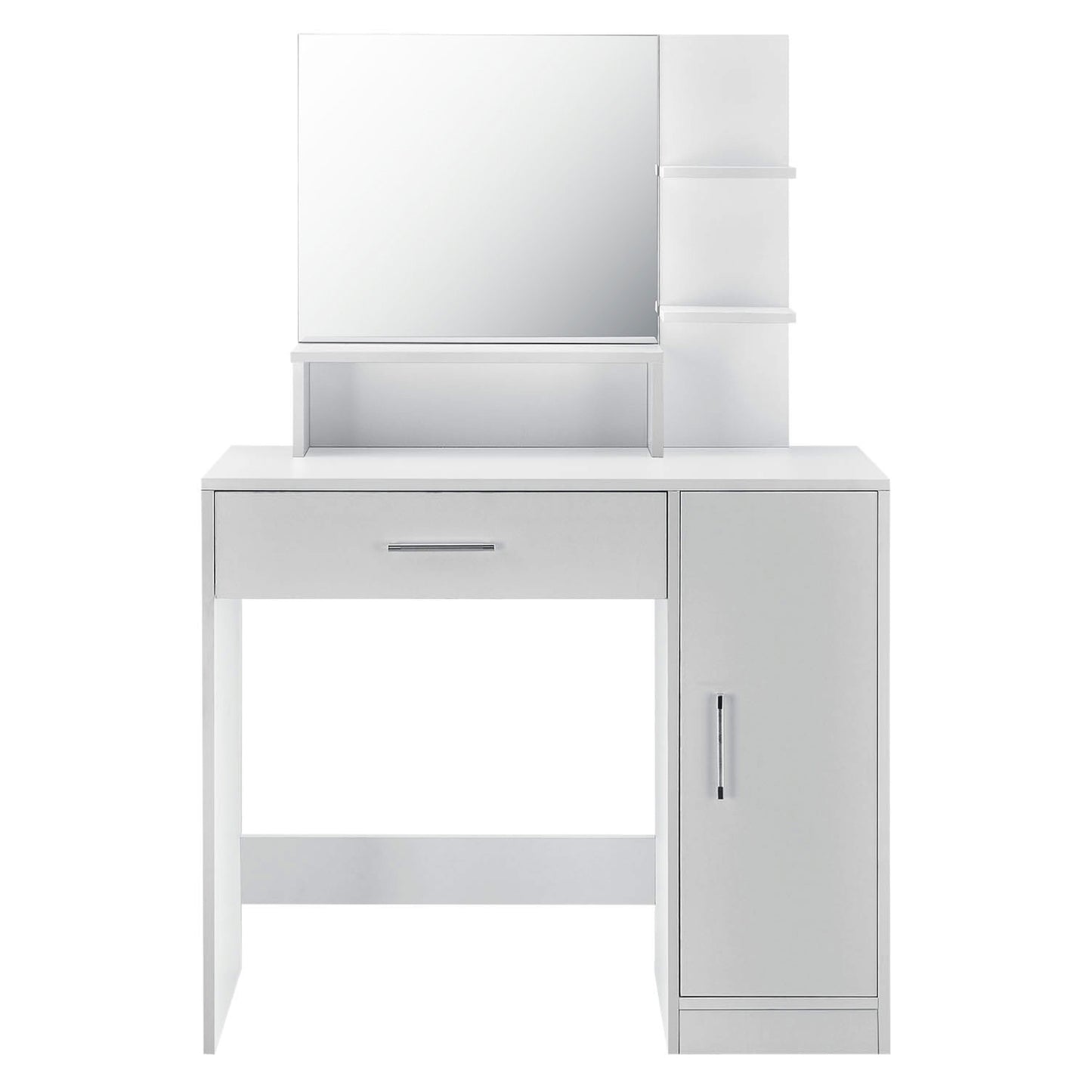 Modern white cosmetic dressing table with a mirror