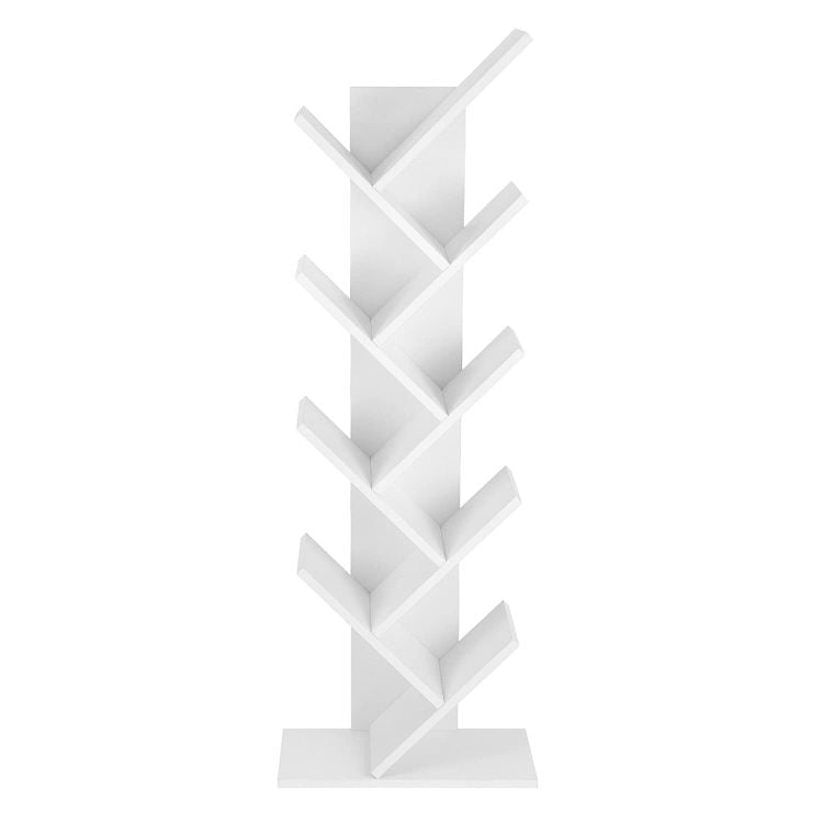 Modern white wooden bookshelf stand