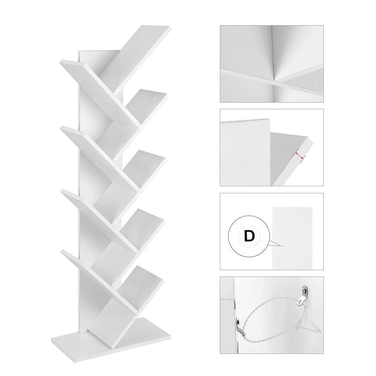 Modern white wooden bookshelf stand