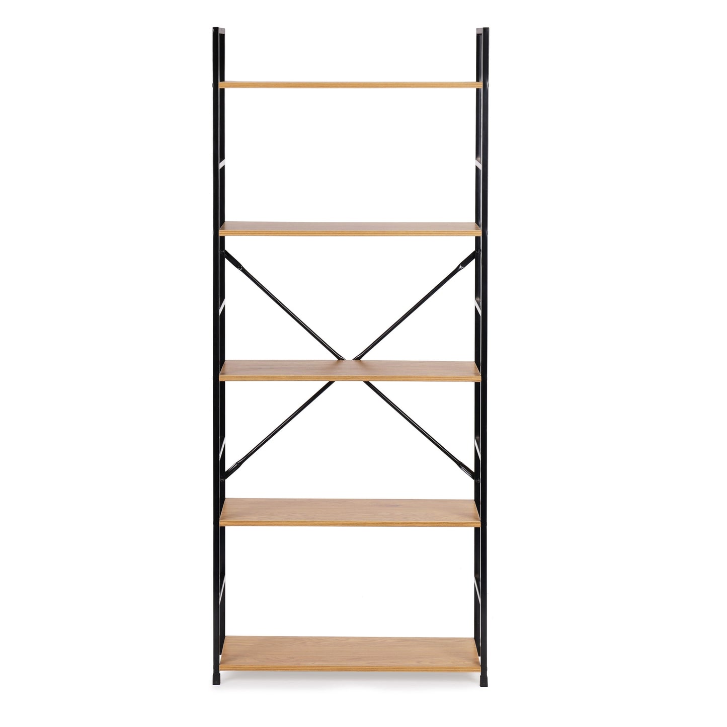Modern wide wooden bookcase LOFT 5 shelves